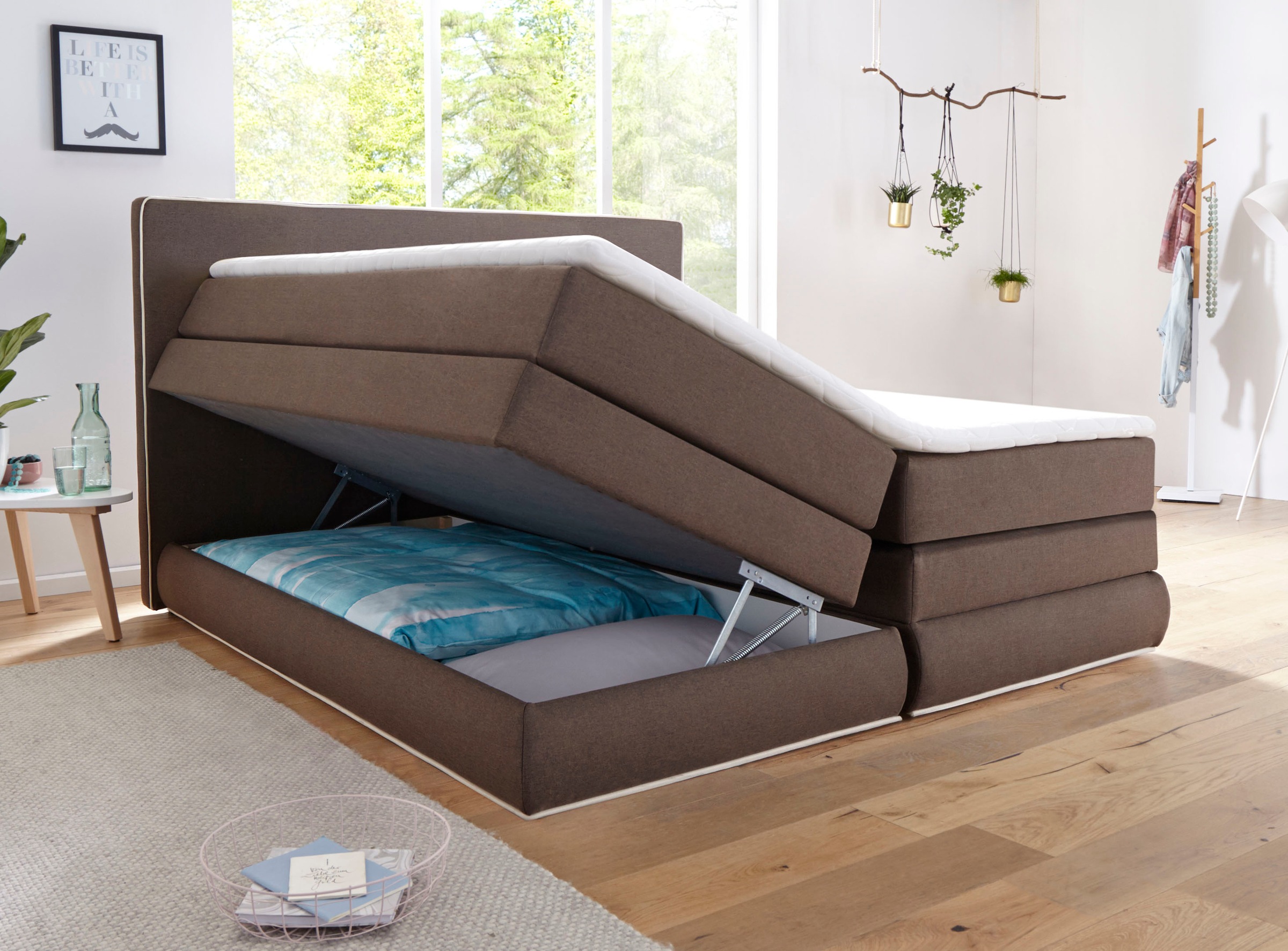 COLLECTION AB Boxspringbett »Ninoni«, inkl. Bettkasten, Topper und wahlweise mit LED-Beleuchtung