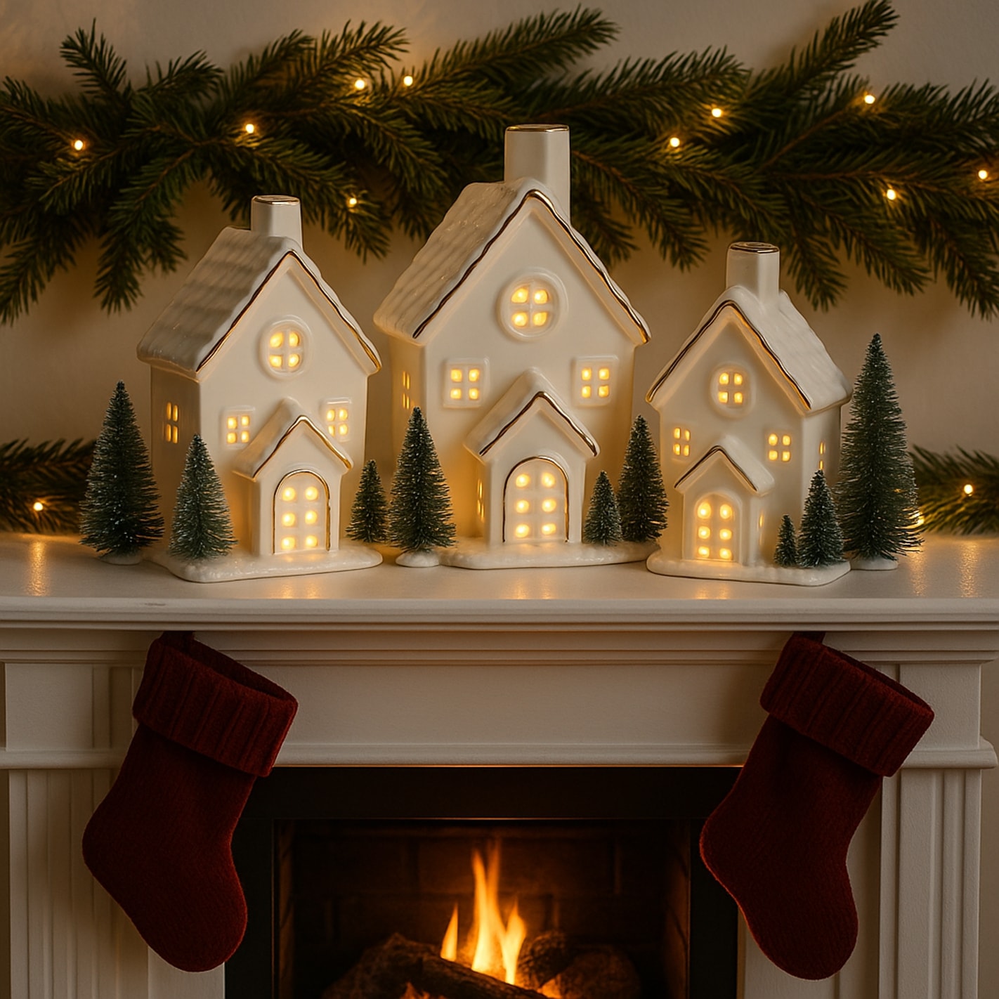 I.GE.A. LED-Dekofigur »LED-Haus« Dekoobjekt LED batteriebetrieben Weiß Gold Weihnachtsdeko