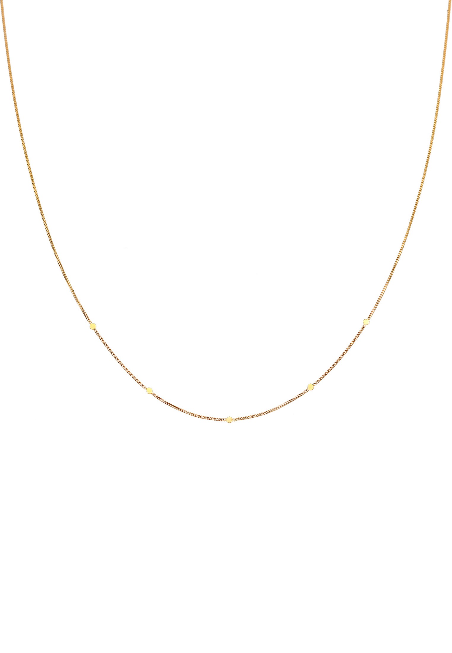 Elli Premium Kette mit Anhänger »Halskette Plättchen Kreis Rund Coin Boho 375 Gelbgold«