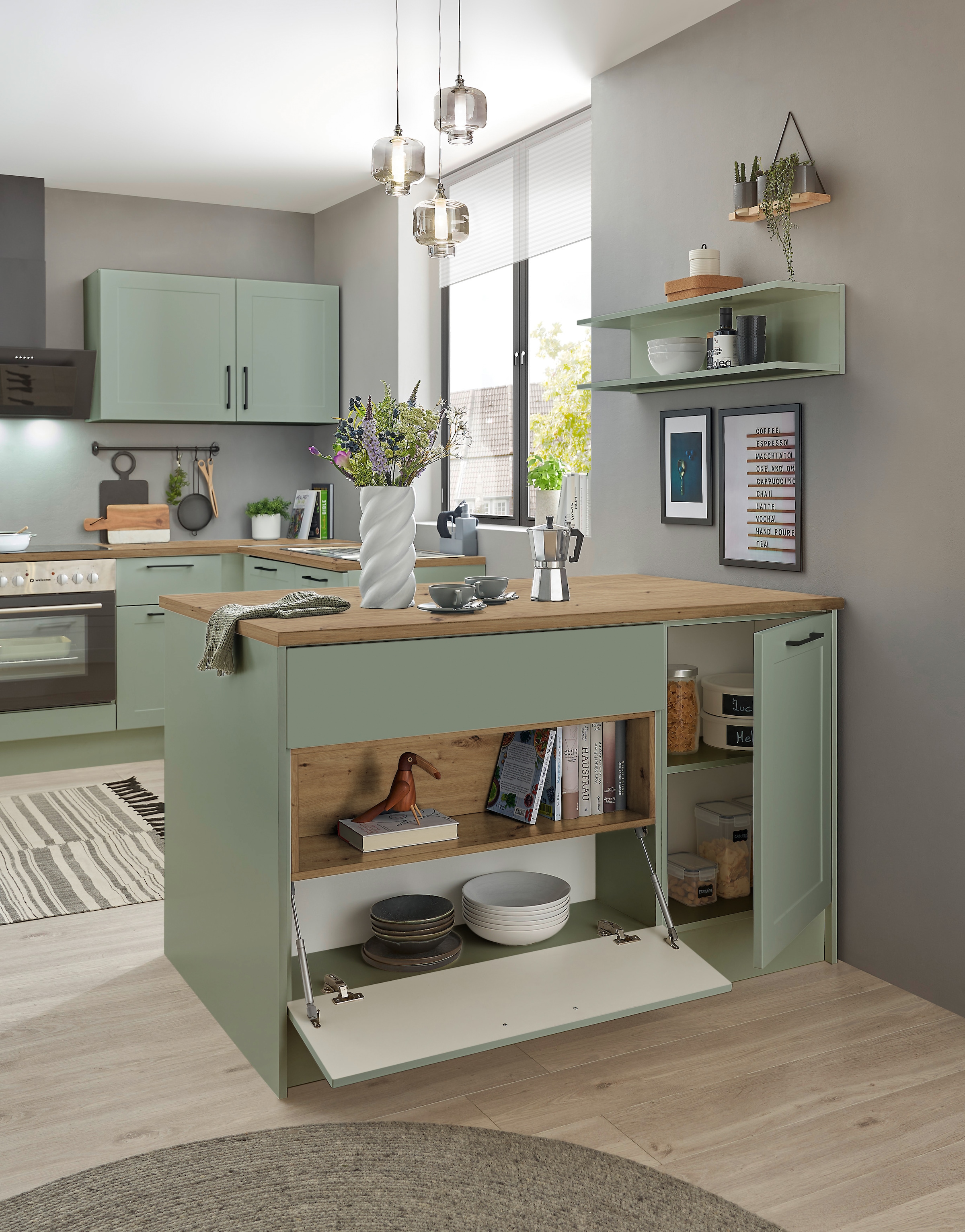 BASIC by Balculina Kücheninsel »Marsi« Breite 145 cm, Türen und Schubkästen Sofclose, beidseitig nutzbar