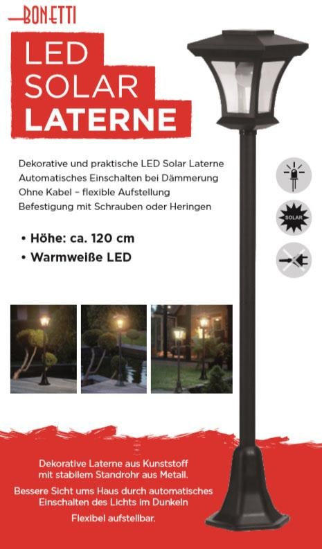 IC Gardenstyle LED Außen-Stehlampe »LATERNE«, Leuchtmittel LED-Board | LED fest integriert, LED Solar Laterne 120 cm