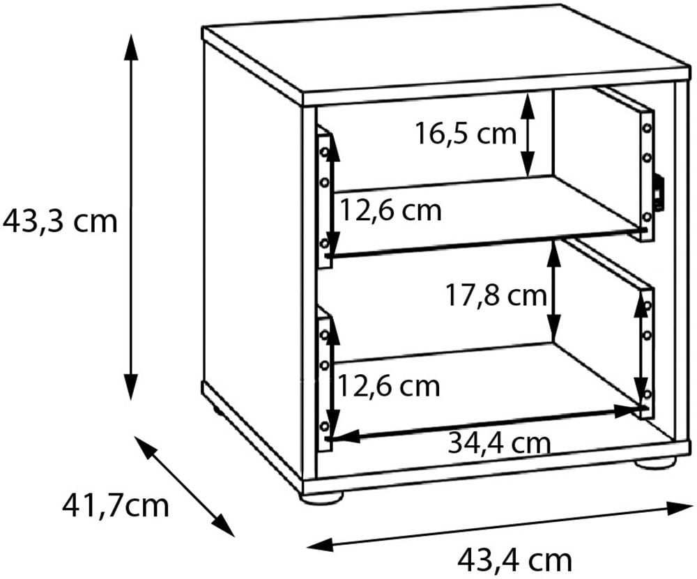 FORTE Nachtkommode »Viel Stauraum, 2 Schubkästen« B/H/T 43,4/43,3/41,7 cm; Schubkästen mit Vollauszug