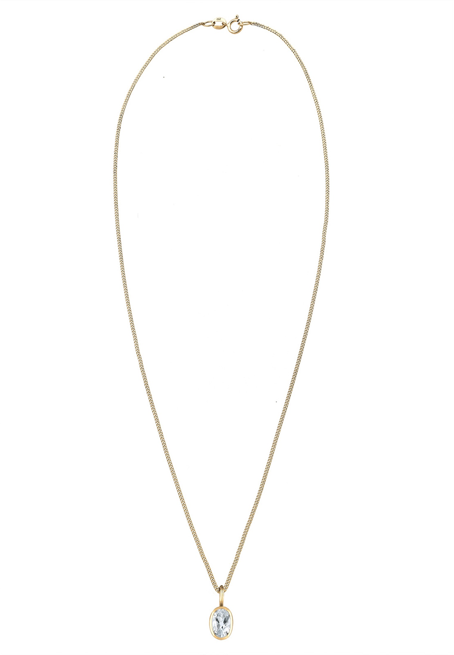 Elli Premium Silberkette »Halskette Basic Geo Oval Topas Edelstein 585 Gelbgold«