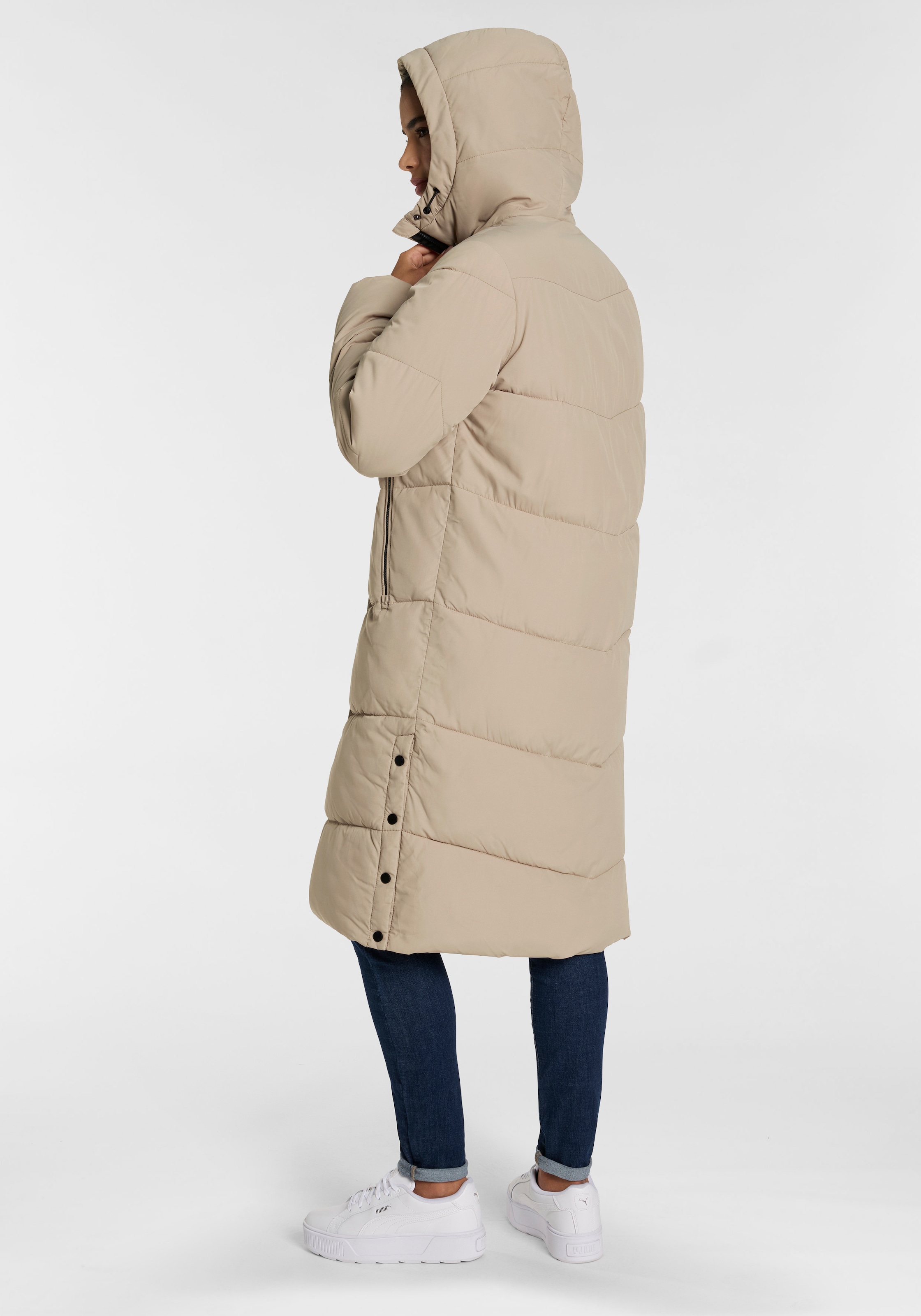 ONLY Steppmantel »ONLMEGAN LIFE LONG PUFFER COAT CS OTW« verdeckter Zipper, Reißverschlusstaschen, winddicht