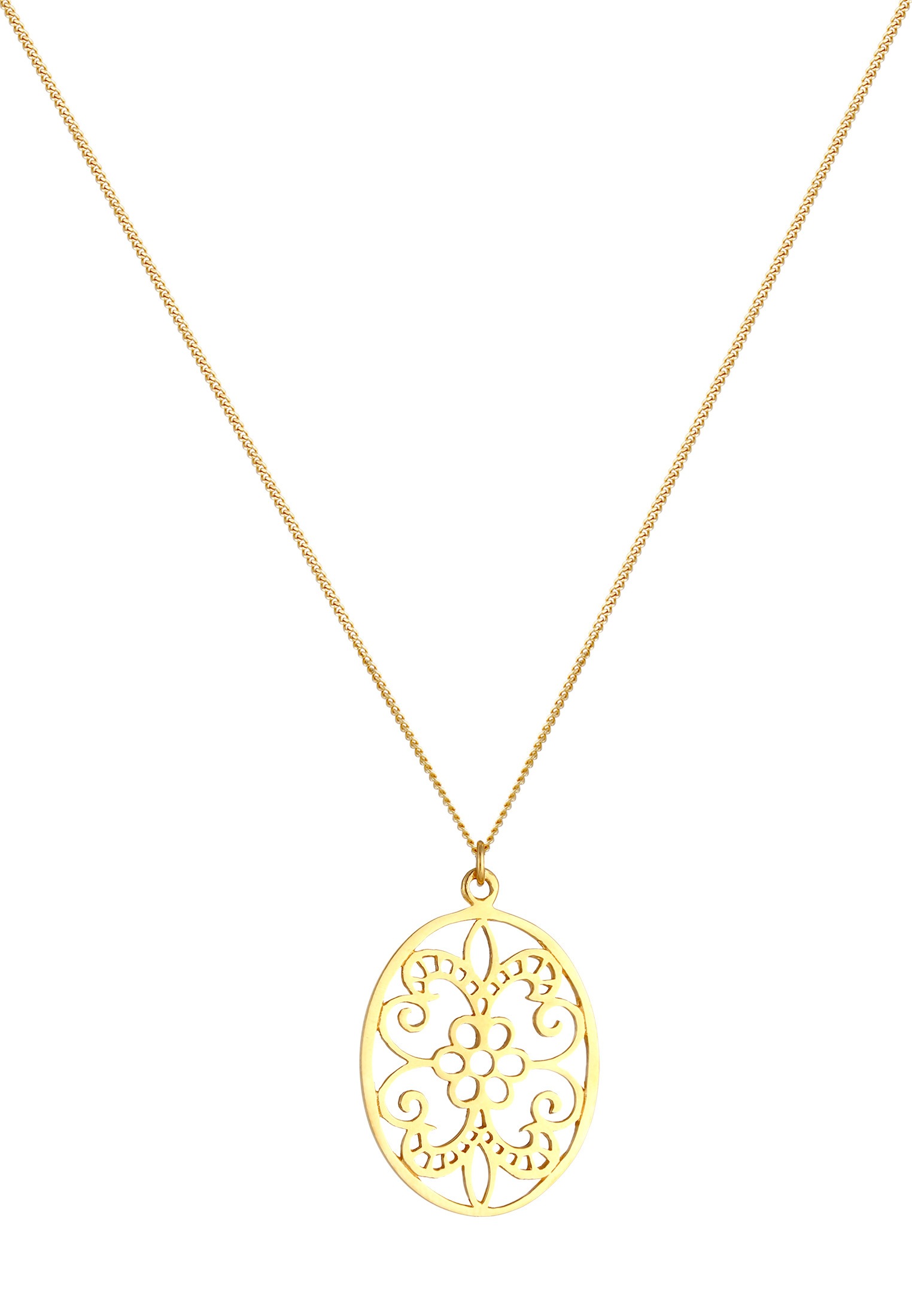 Elli Lange Kette »Halskette Ornament Floral Orientalisch Oval 925 Silber«