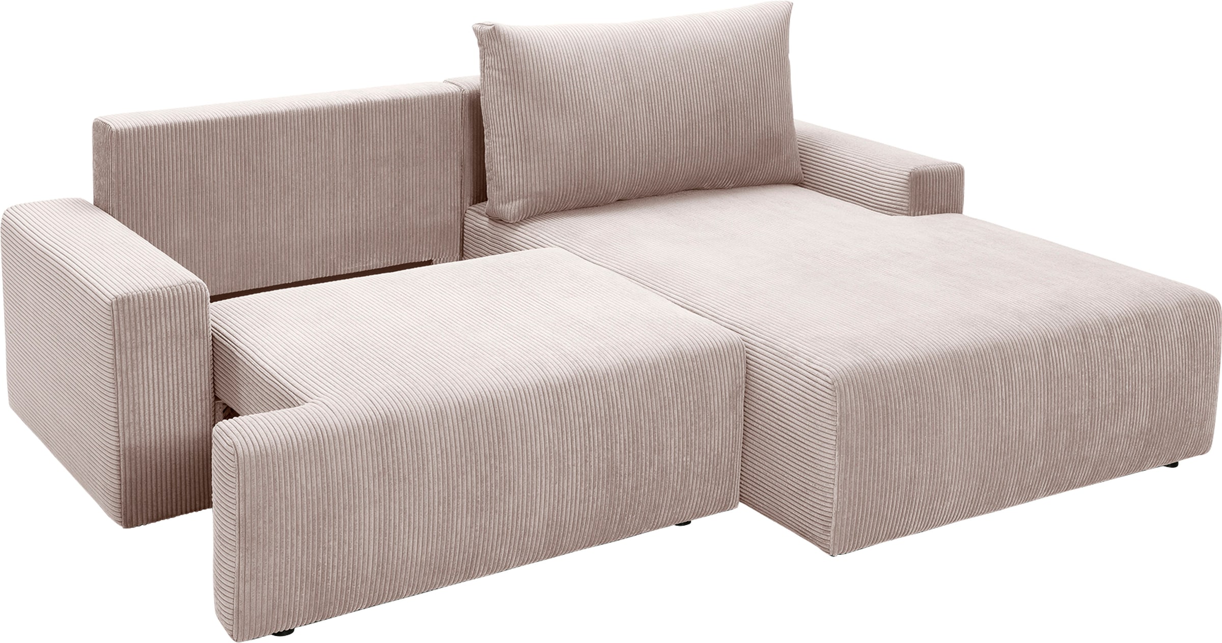 exxpo - sofa fashion Ecksofa »Orinoko, aktuelles Design und hoher Sitzkomfort, L-Form«, inkl. Bettfunktion und Bettkasten, schöne Farben im angesagten Cord