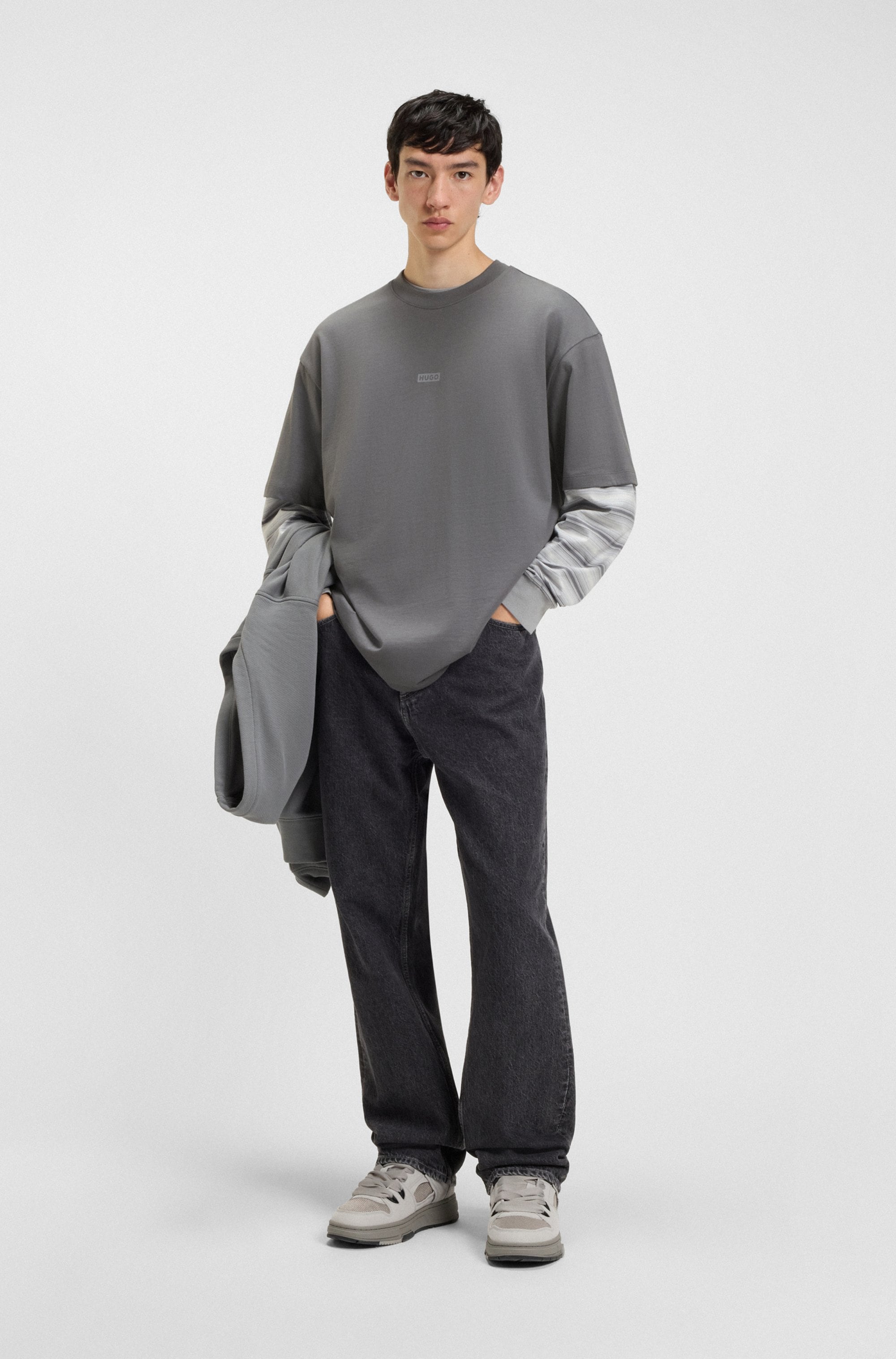 HUGO Blue T-Shirt »Nalono« mit Logodruck, Oversized Look mit Backprint