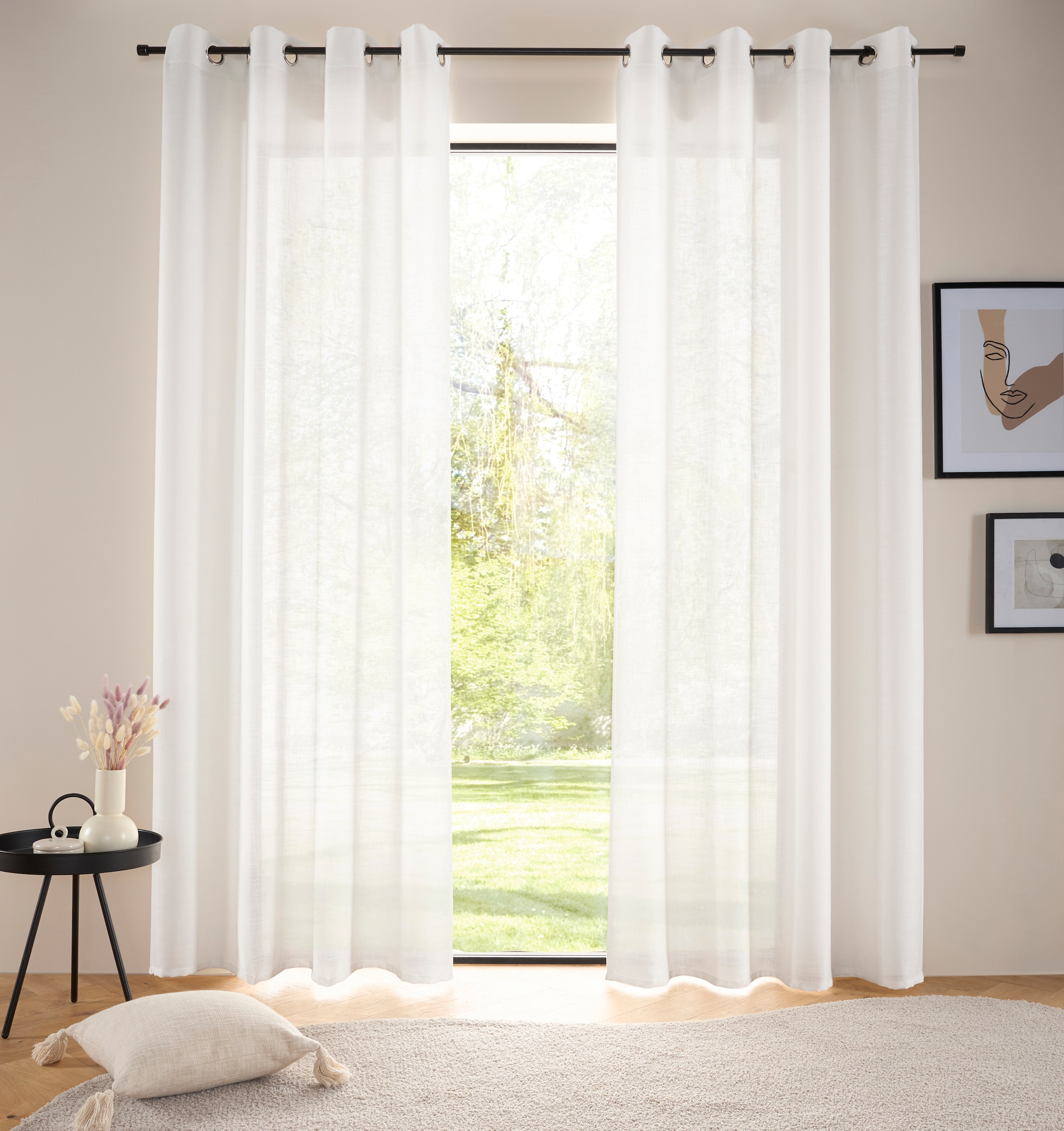 LeGer Home by Lena Gercke Gardine "Marusha" Ösen 2 Stk. tlg. Leinenoptik, Kundenliebling, Exklusiv, Wohnzimmer, Schlafzimmer