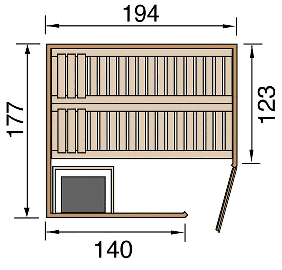 weka Sauna »Varberg« Set,  7,5 kW Bio-Ofen mit digitaler Steuerung