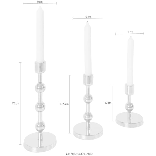 Leonique Kerzenständer »Elliose«, (Set, 3 St.), aus Aluminium, handgefertigt,  3 Größen im Set bequem bestellen