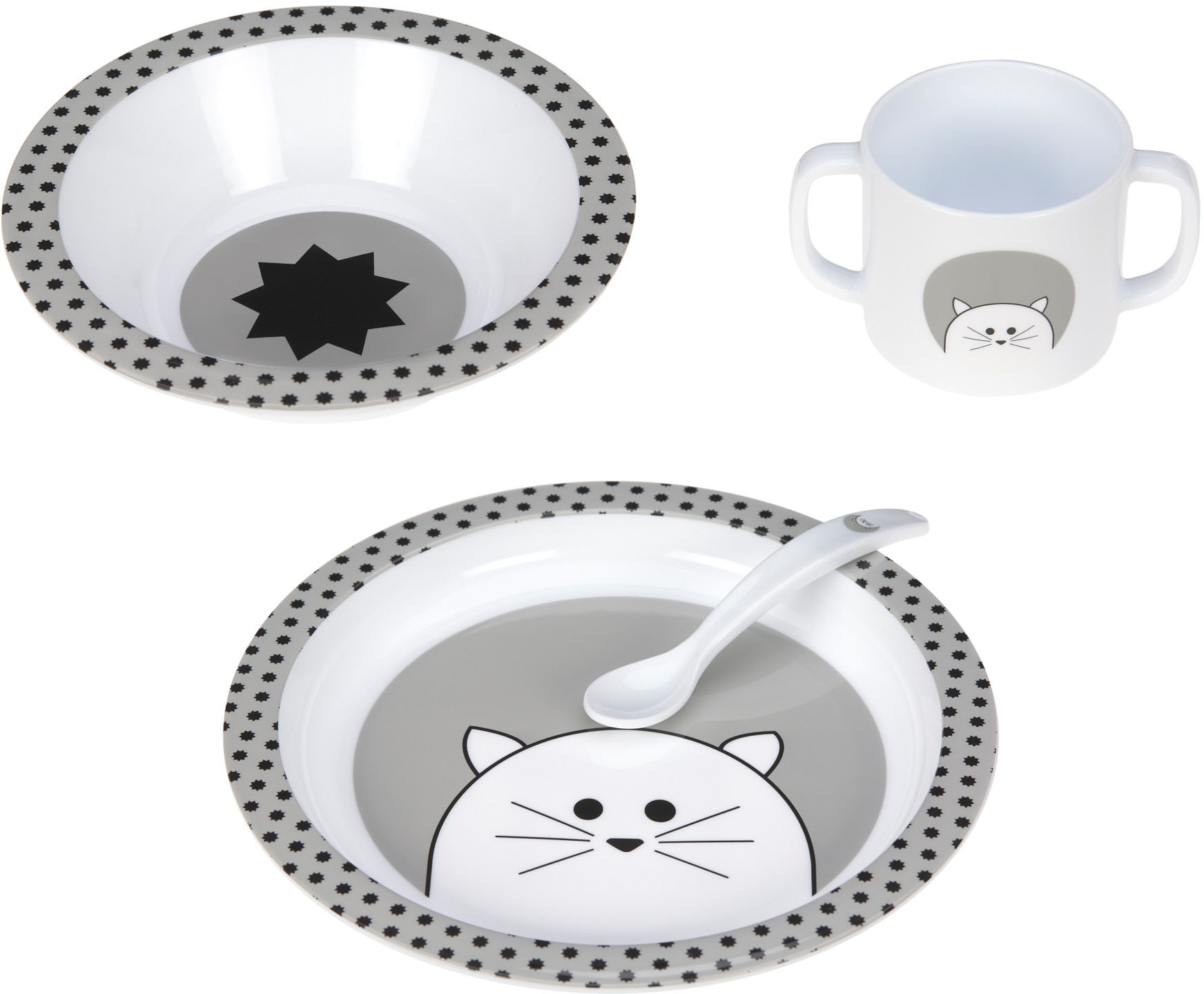 LÄSSIG Kindergeschirr-Set »Little Chums, Cat«, XXL Jahren tlg.) Garantie mit (Set, 4 3