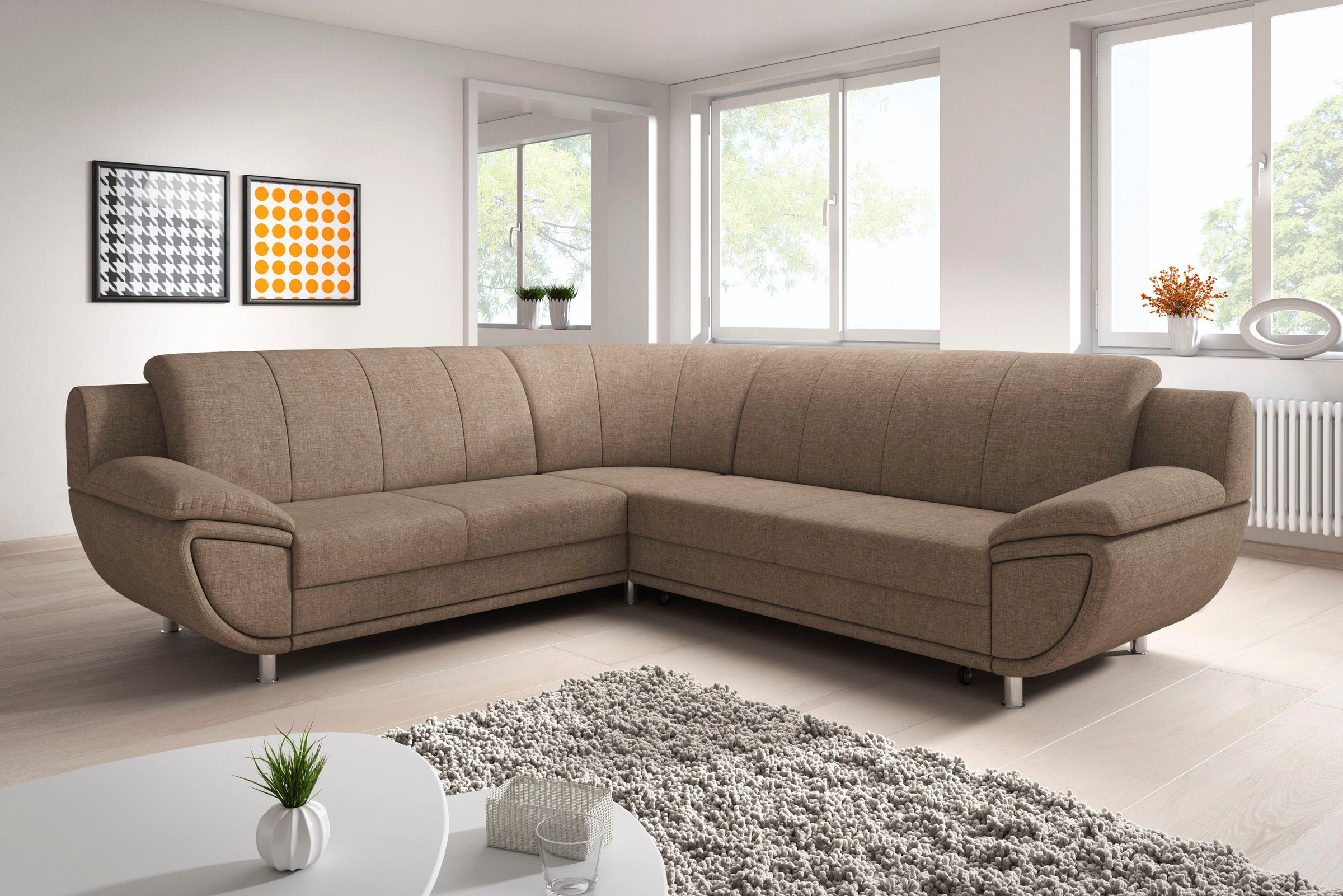 TRENDMANUFAKTUR Ecksofa »Rondo II, L-Form«, wahlweise mit Federkern, wahlweise mit Bettfunktion