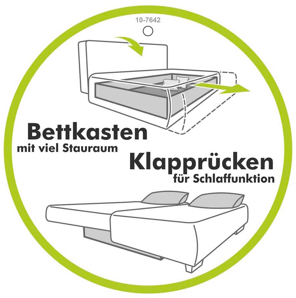 Jockenhöfer Gruppe Schlafsofa »Reno, B: 213 cm, Liegefl. 148x200 cm« mit Bettfunktion & Bettkasten