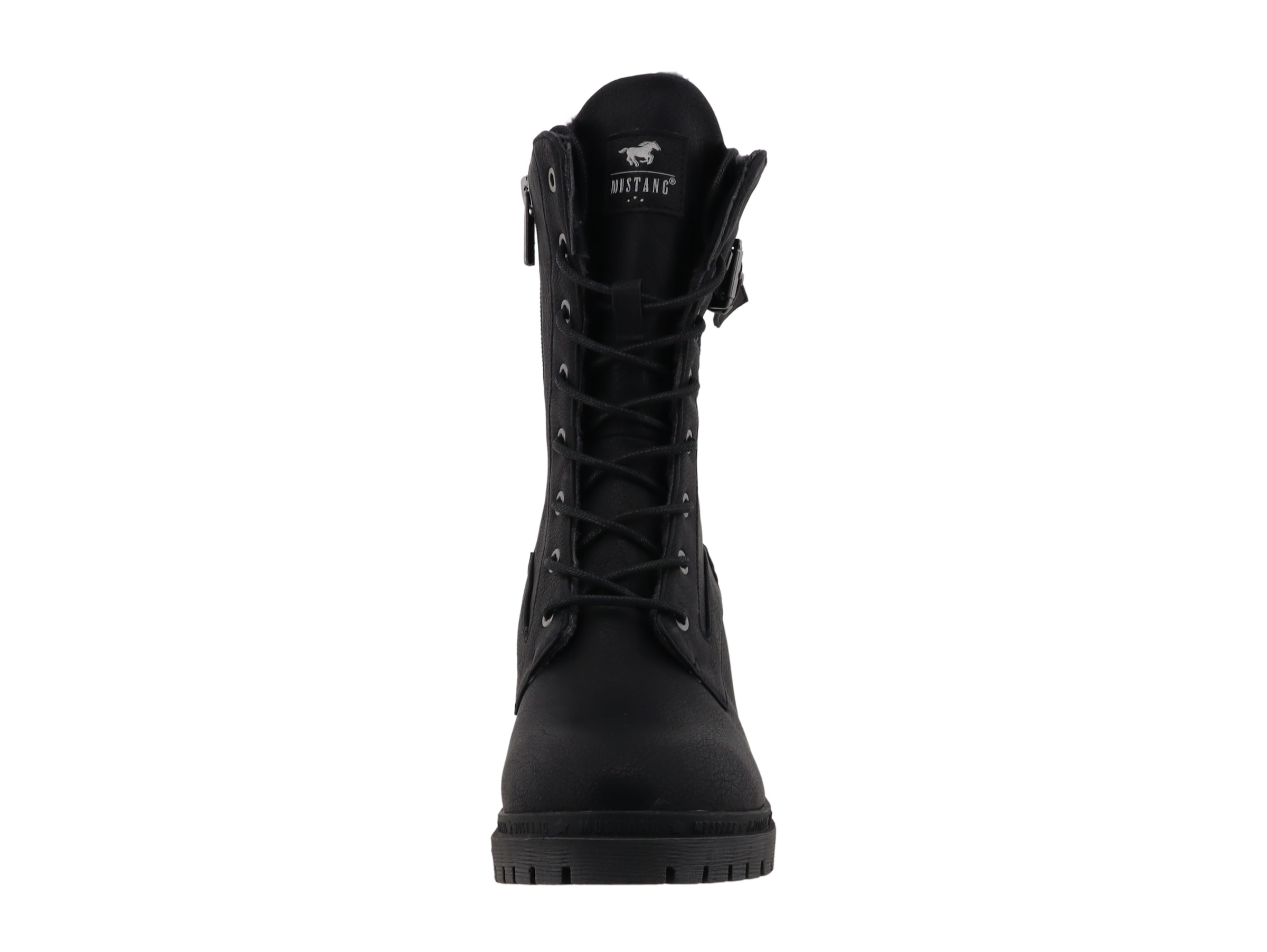 Mustang Shoes Schnürstiefelette »Stiefelette«  Blockabsatz, Schnürboots mit Zierschnalle und Nieten