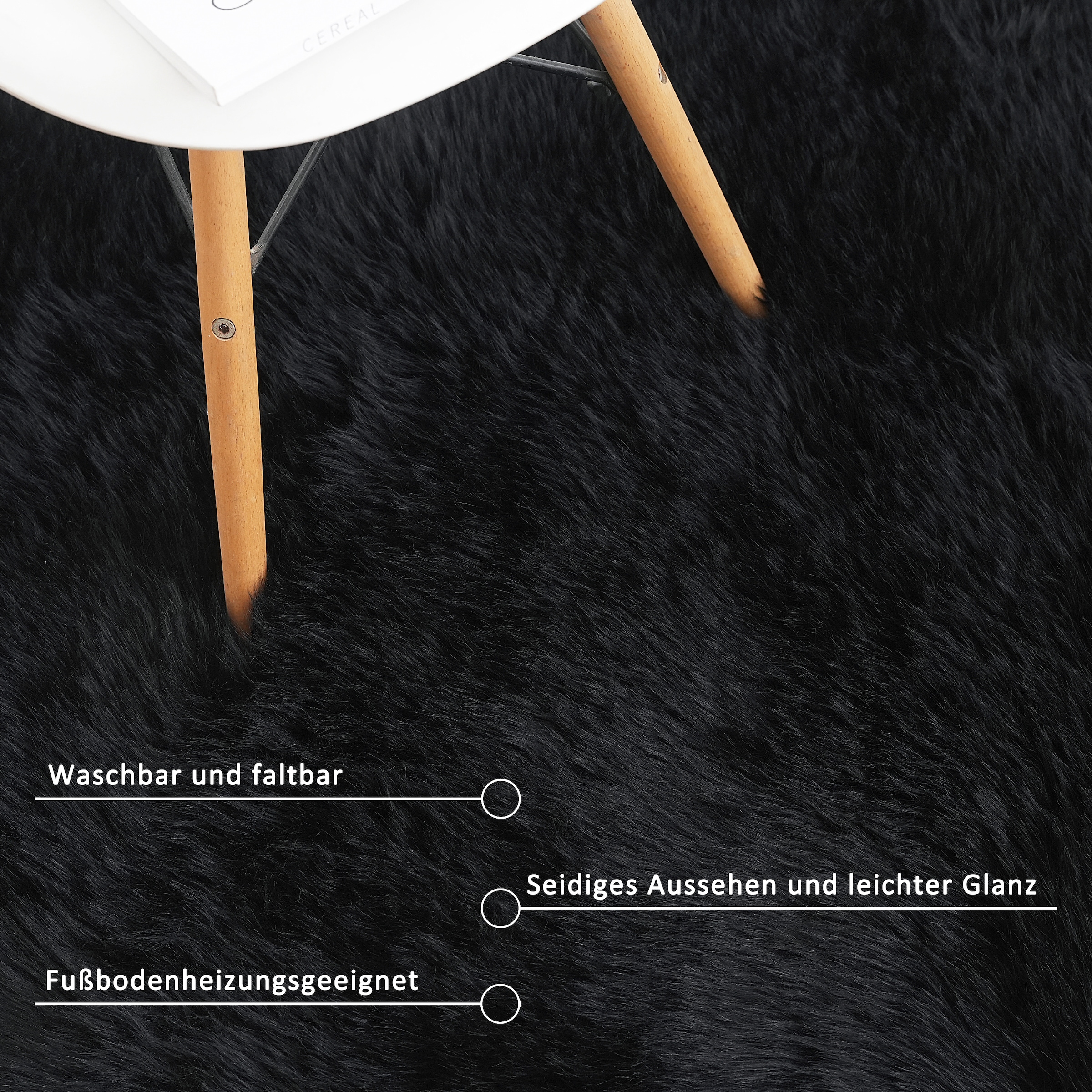 Home affaire Fellteppich »Dena Teppiche, Fellform, waschbar«, fellförmig, 60 mm Höhe, Kunstfell, weich, Uni-Farben, Wohnzimmer, Schlafzimmer, Esszimmer