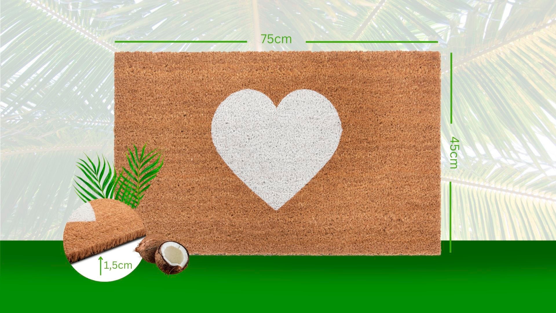 HANSE Home Fußmatte »Mix Mats Kokos Heart, Türmatte«, rechteckig, 15 mm Höhe, Kokos, Schmutzfangmatte, Outdoor, Rutschfest, Innen, Kokosmatte, Flur
