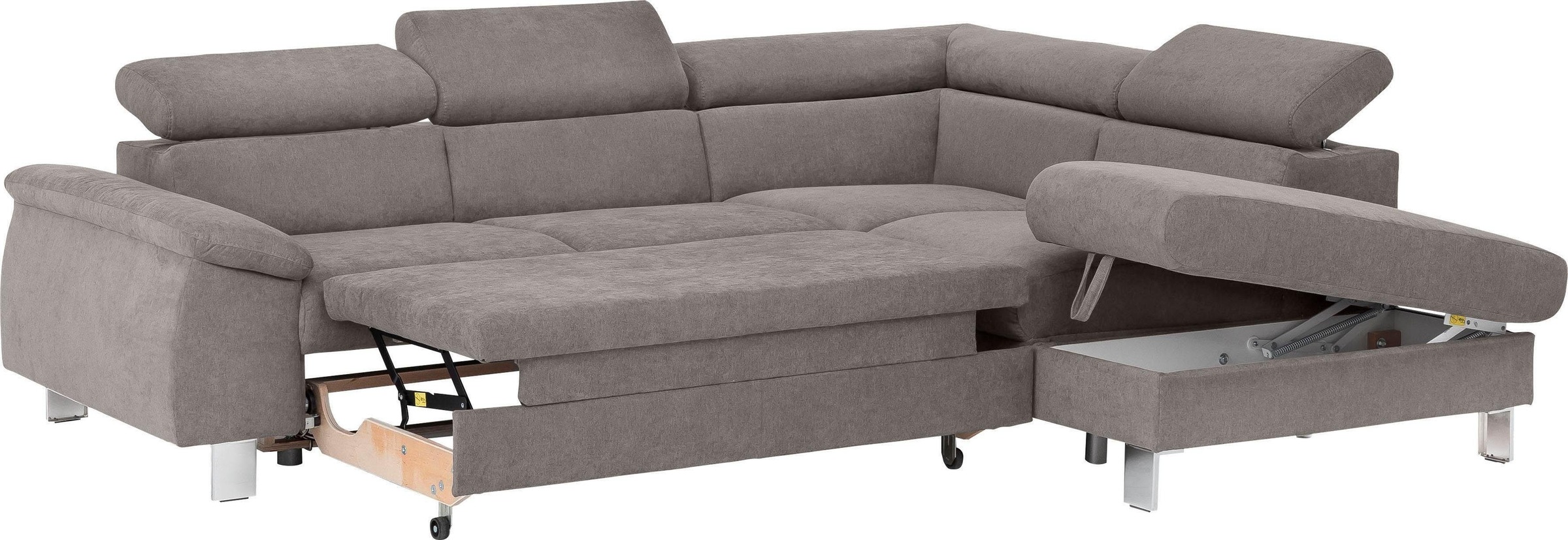 COTTA Polstergarnitur »Komaris L-Form«, (Set), mit Kopfteilverstellung, optional Bettfunktion, Bettkasten & Licht