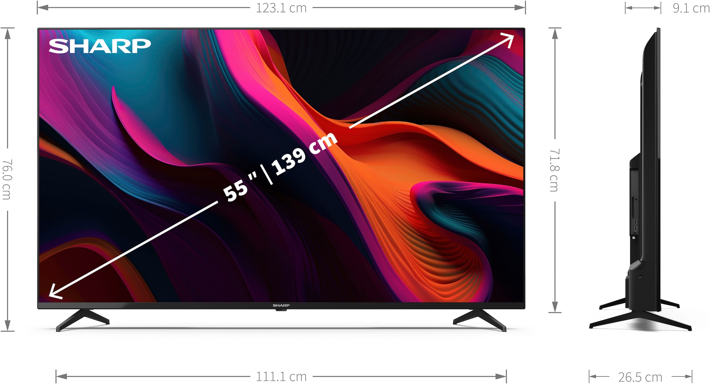 Sharp LED-Fernseher »SHARP 55GL4260E Google TV 139 cm (55 Zoll) 4K Ultra HD Google TV«, 139 cm/55 Zoll, 4K Ultra HD, Google TV-Smart-TV, Dolby Atmos, Dolby Vision, HDMI 2.1 mit eARC