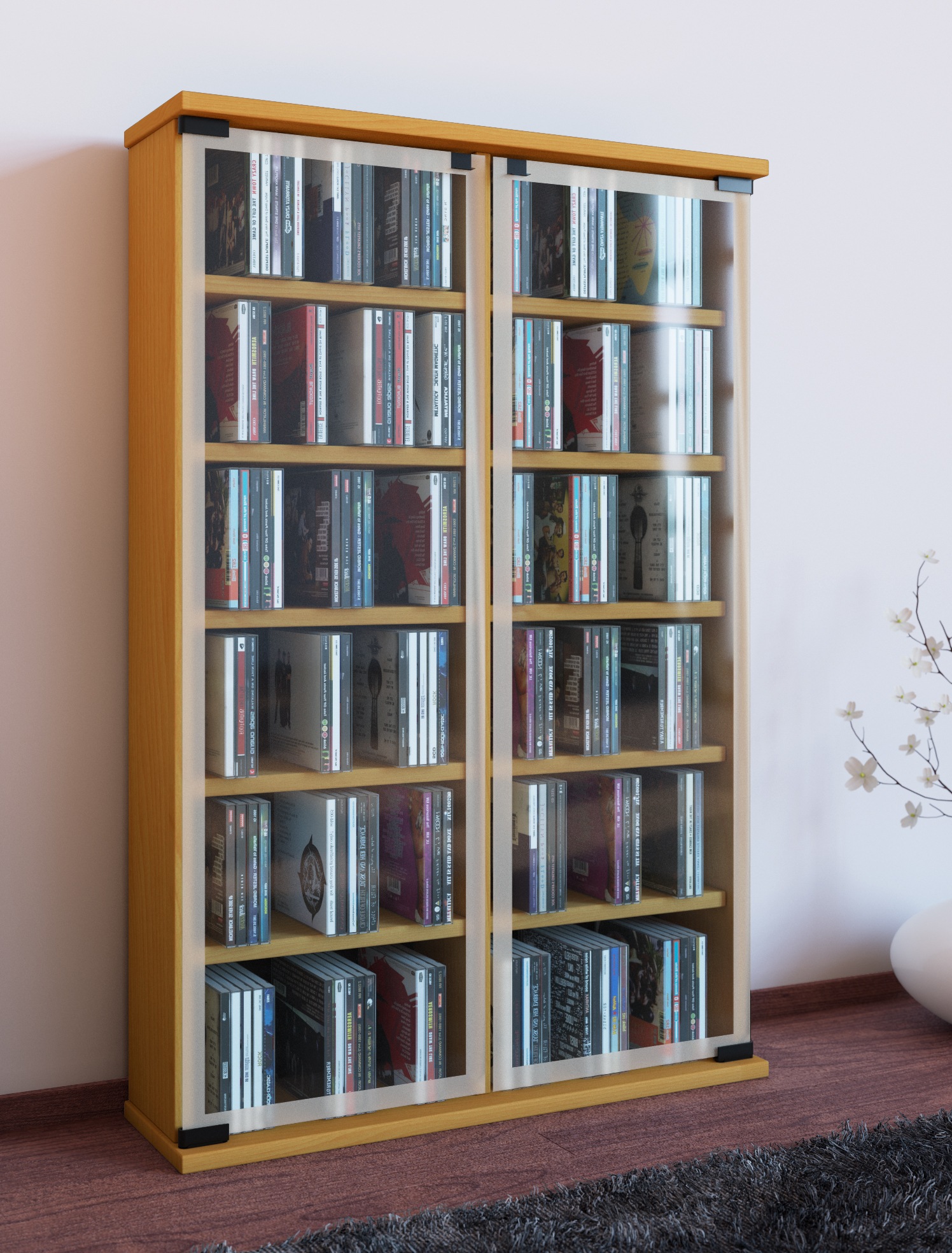 VCM Media-Regal »Holz CD DVD Stand Regal Schrank Galerie Glastür«