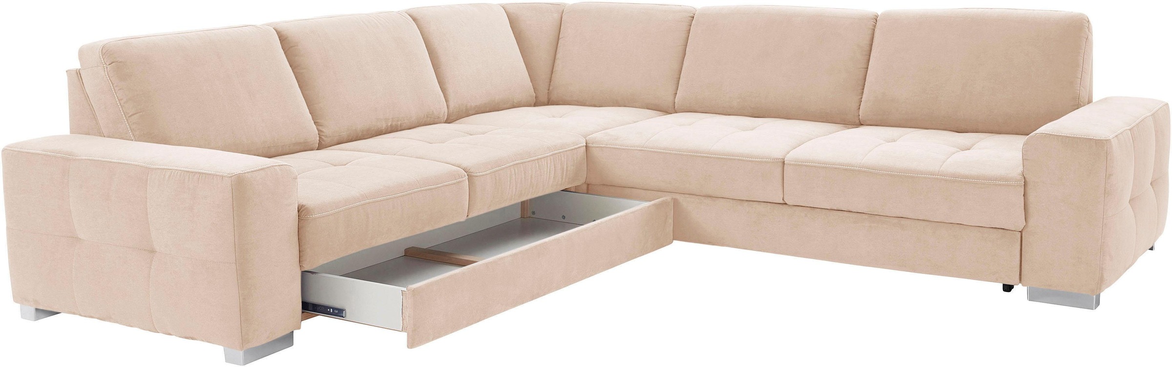 sit&more Ecksofa »Santorini L-Form«, mit Federkern und Sitztiefenverstellung, wahlweise mit Bettfunktion