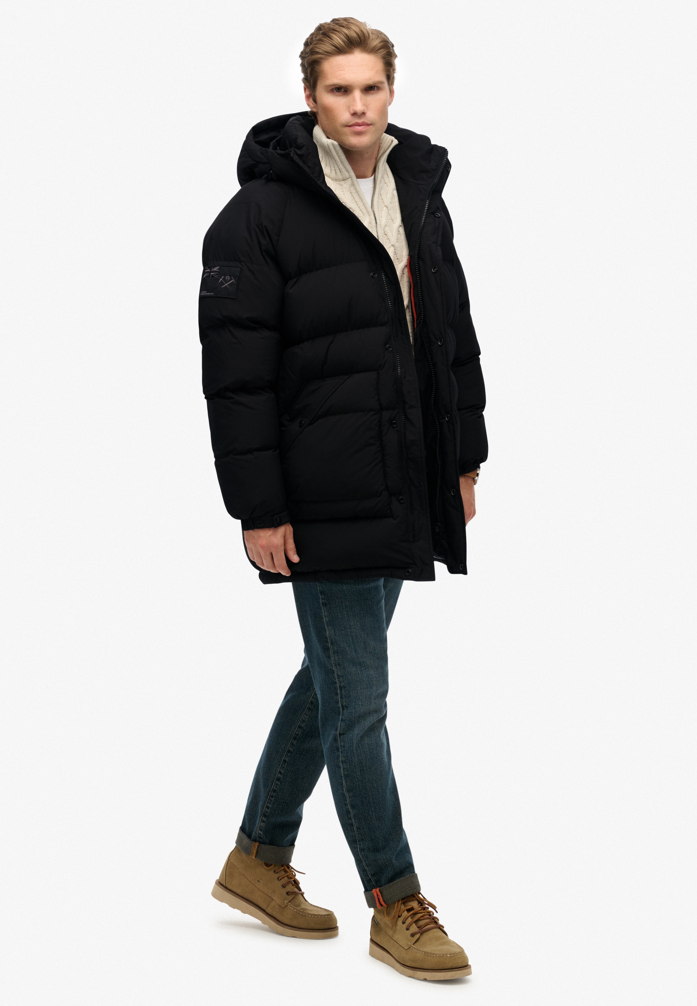 Superdry Steppjacke »XPD LONGLINE BAFFLE PARKA« mit Kapuze