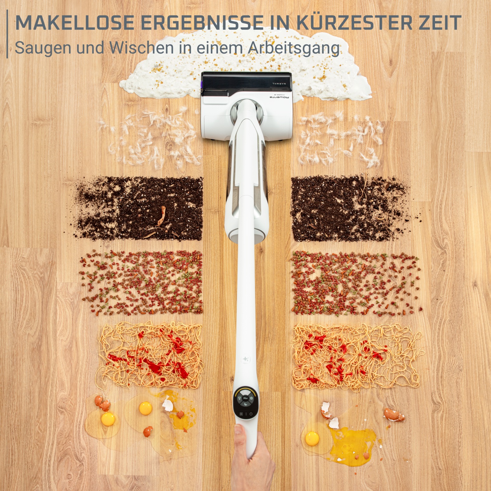 Rowenta Nass-Trocken-Akkusauger »X-Clean 10, Saugen und Wischen, lange Laufzeit, LED-Bildschirm«, selbstreinigend und -trocknend, geeignet für Hartböden, GZ7540