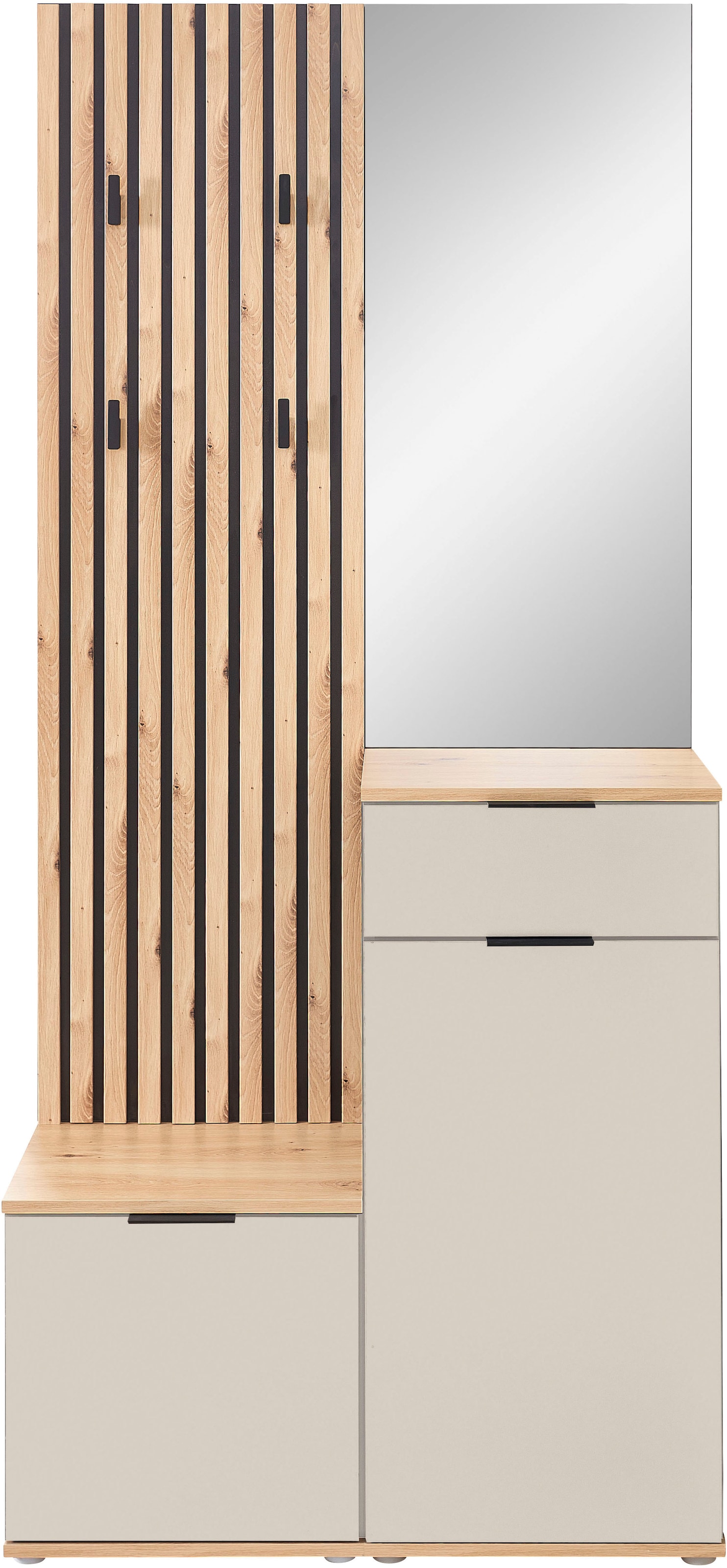 HBZ Kompaktgarderobe »Simple mit Spiegel, Flurgarderobe BxHxT 88x195x35 cm« 4 Stk. tlg. mit Bank, Paneel, Schuhkommode mit Schubkasten und Spiegel