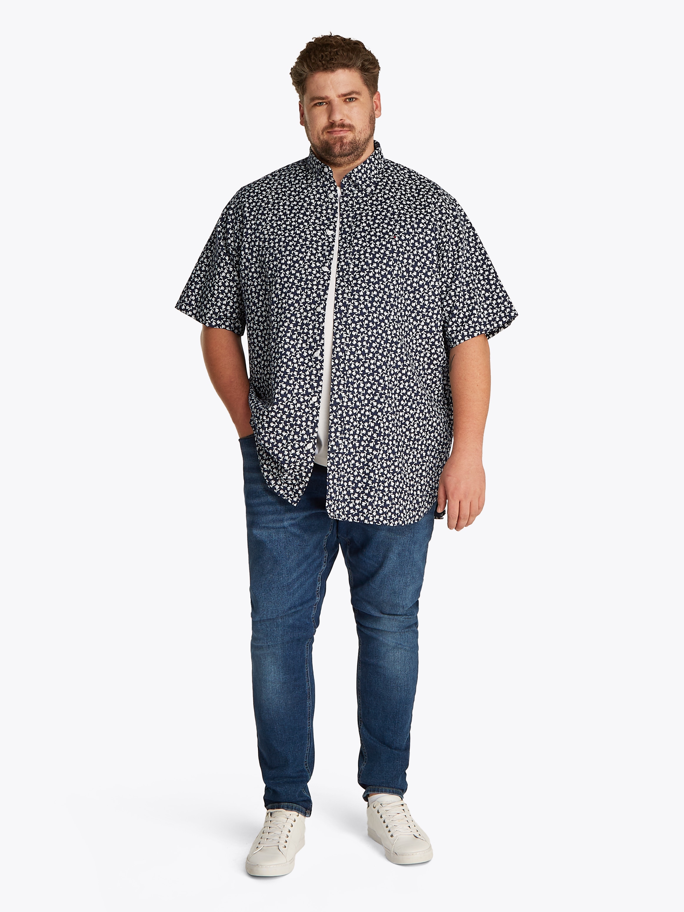 Tommy Hilfiger Big & Tall Kurzarmhemd »BT-LINEN BLEND MPRINT«, mit Allover-Print, Große Größen