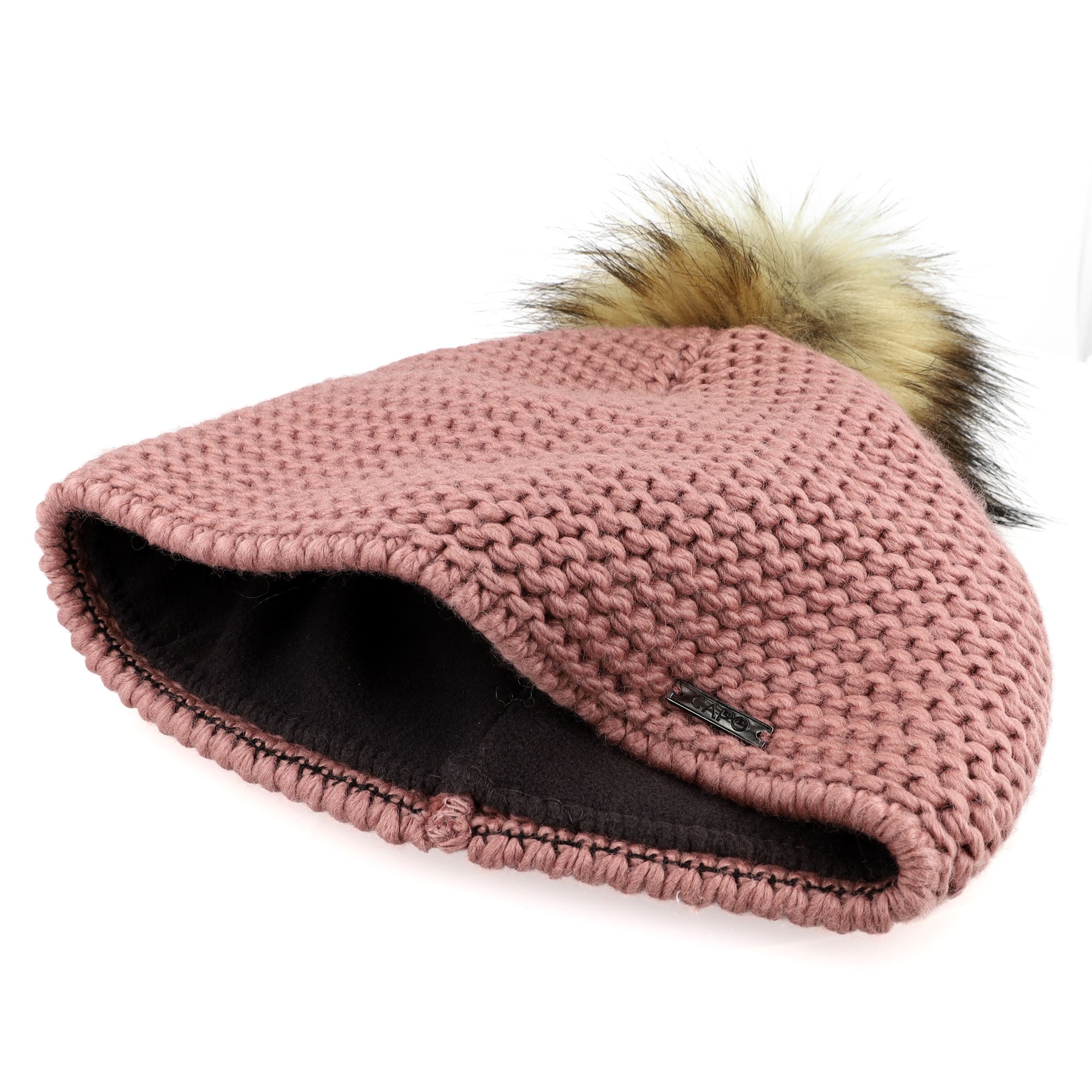 CAPO Bommelmütze Grobstrick, unifarben, gefüttert