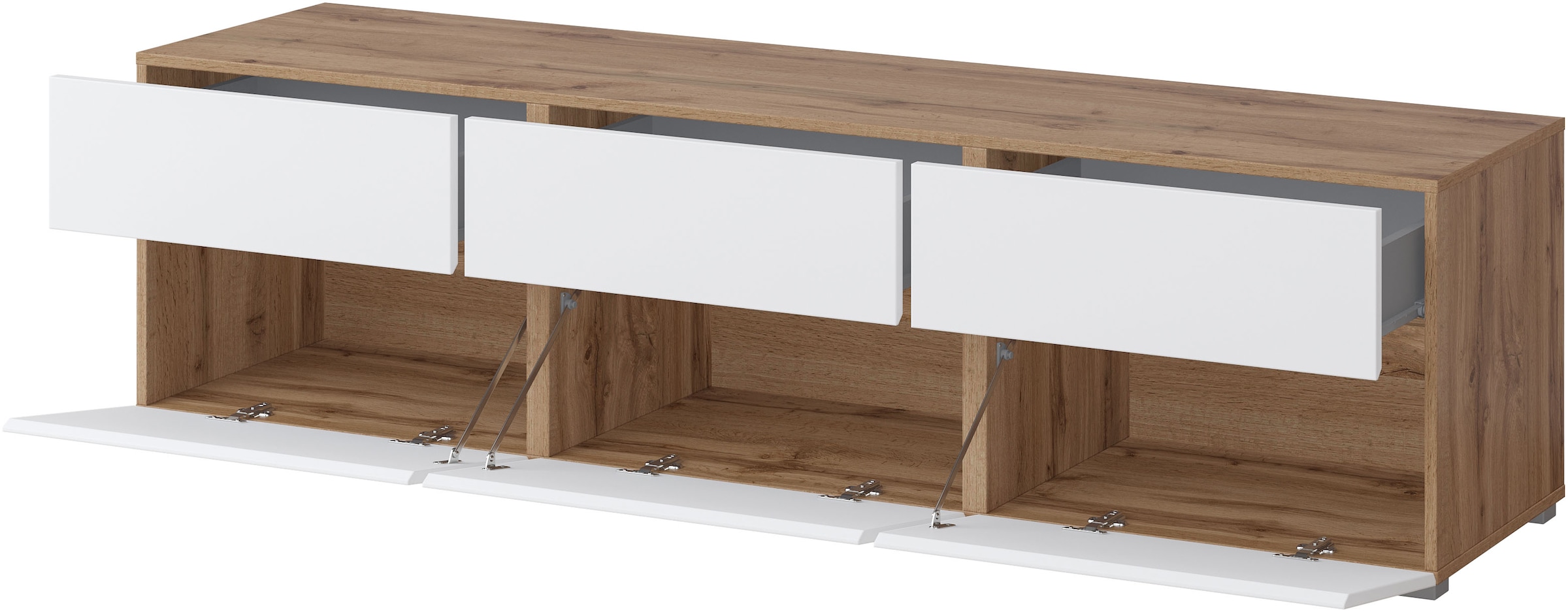 INOSIGN Lowboard »Cross, moderne grifflose TV-Kommode,3 Klappen/3 Schubkästen«, Breite 180 cm, TV-Schrank mit viel Stauraum, TV-Board