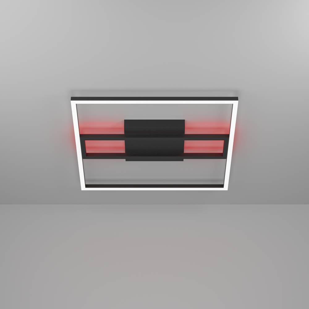 EGLO Deckenleuchte »CALAGRANO-Z Deckenlampe schwarz weiß, ZigBee 3.0, Backlight, Timer« LED-Modul 1 Stk. RGB | warmweiß - kaltweiß App / Sprachsteuerung Alexa, ‎‎45x45cm, exkl. Fernbedienung