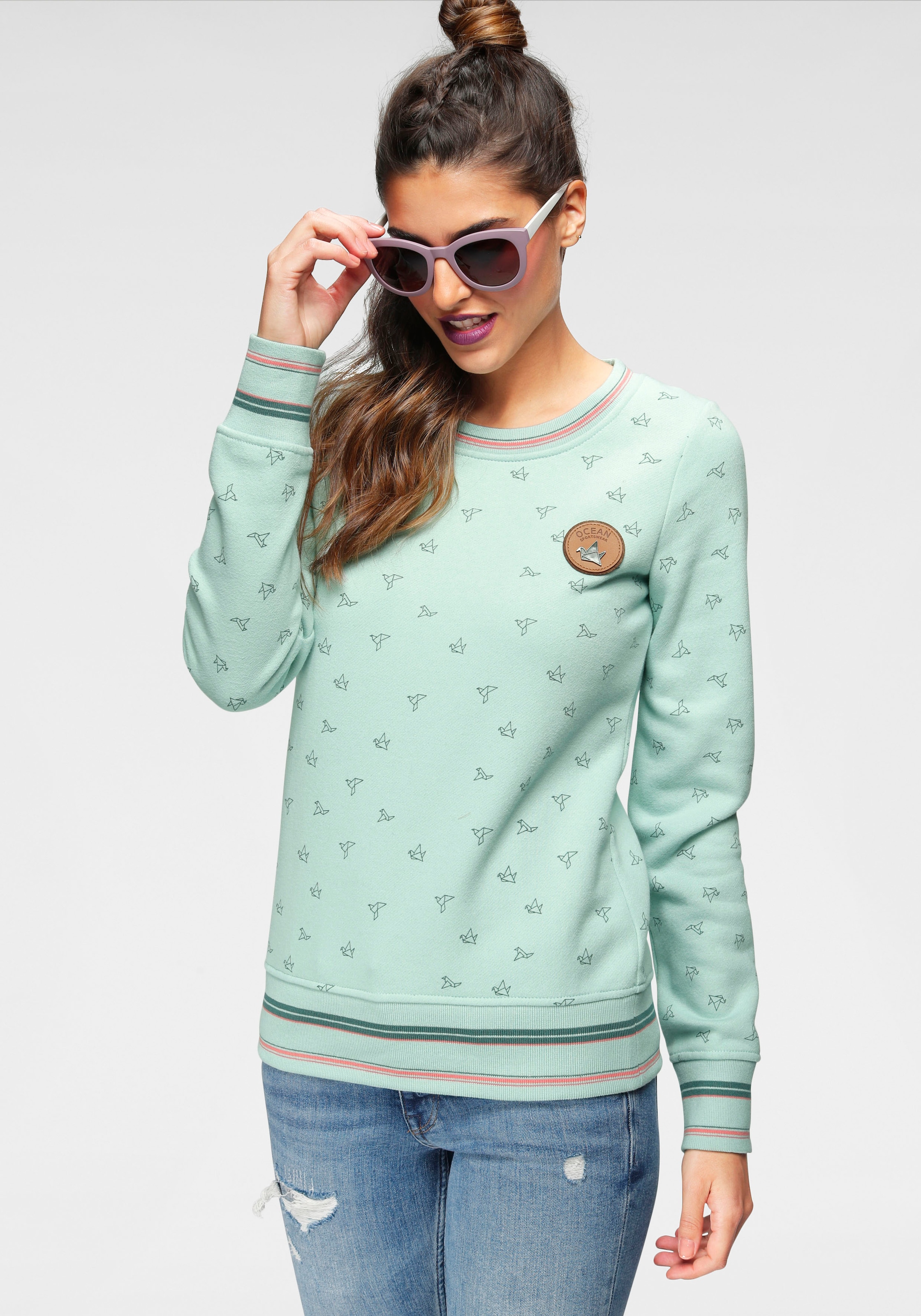 Ocean Sweatshirt, mit Lederimitatbadge Sportswear bei