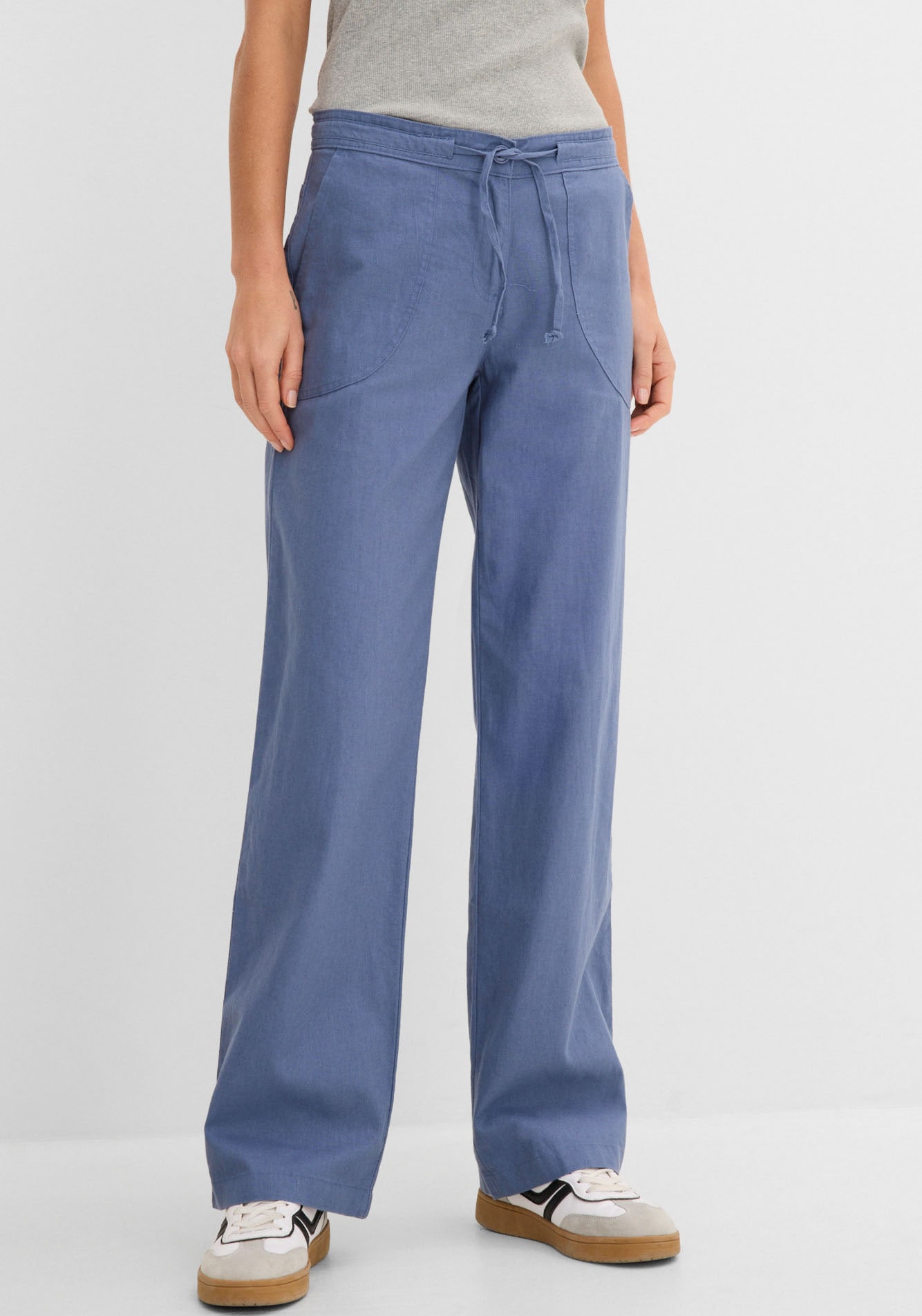 bonprix Leinenhose  Loose Fit, mit Kordelzugbund, mit Eingrifftaschen, mit Gesäßtaschen