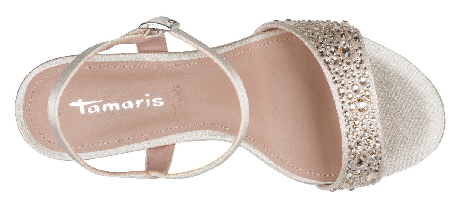 Tamaris Sandalette  Hochzeitsschuh, Abendschuh mit glitzernden Strasssteinen besetzt