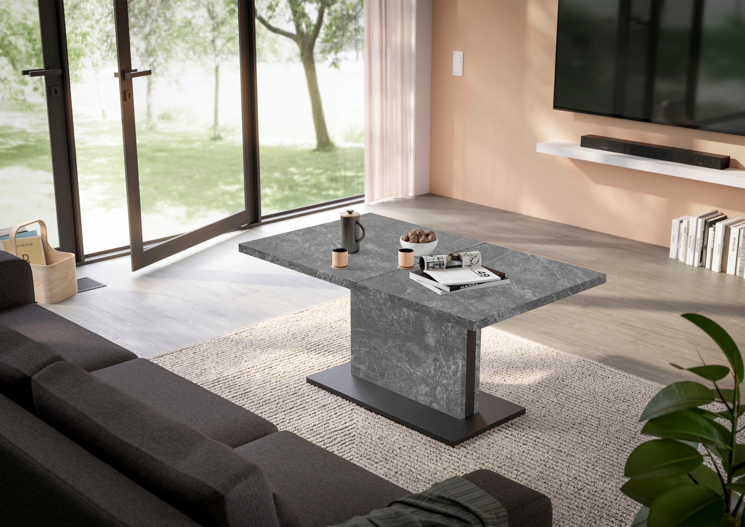 Mäusbacher Couchtisch »Lift Couchtisch« höhenverstellbar 56-75cm, Breite Tischplatte 120-160cm, Metallgestell