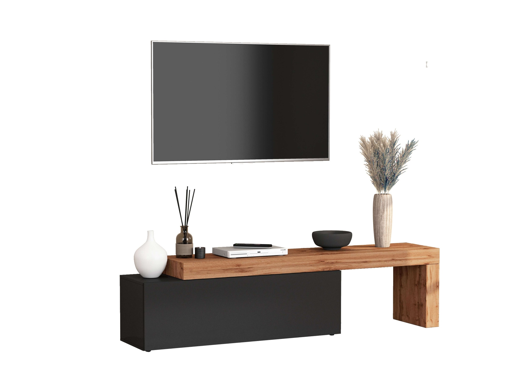 INOSIGN Lowboard »Chronos TV-Board, T-Schrank«, (1 St., Breite verstellbar von 180 bis 290 cm), Breite 240 cm TV-Board,Lowboard,1 Klappe und ein L-Förmiger Aufsatz