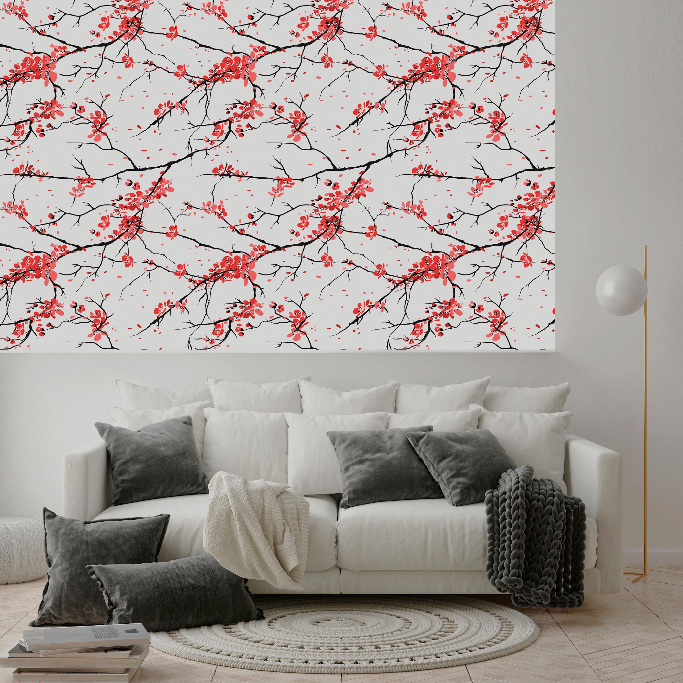 queence Vinyltapete »Milla«, bedruckt-Motiv-botanisch-floral-gemustert-natürlich, 90x250cm, selbstklebend, kinderleichte Anbringung, Sticker