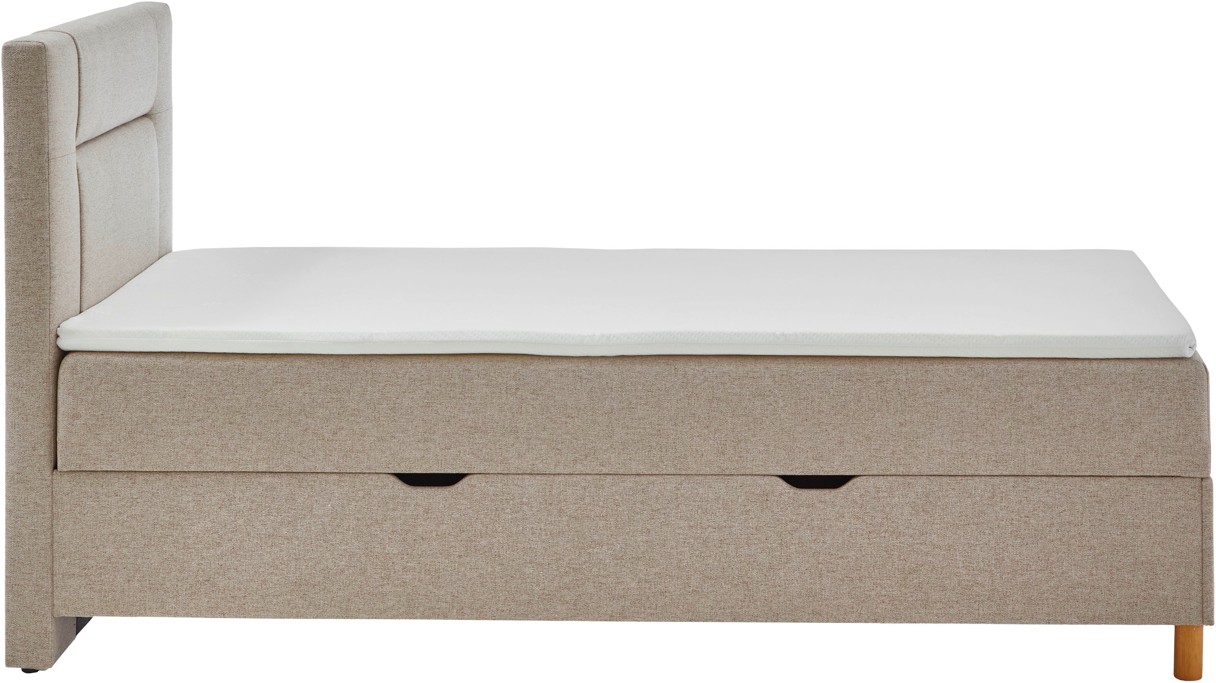 INOSIGN Boxbett »Escalon II, Boxbett mit Bettkasten, inklusive Topper«, Bett erhältlich in den Breiten 120x200cm und 180x200cm, mit Holzfüßen