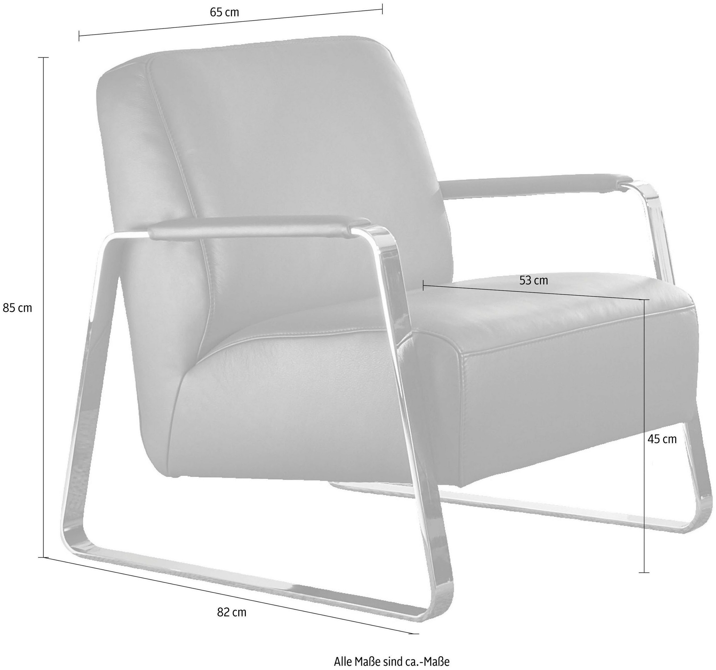 W.SCHILLIG Cocktailsessel »quadroo«, mit bezogenen Armlehnen, Gestell in Chrom glänzend