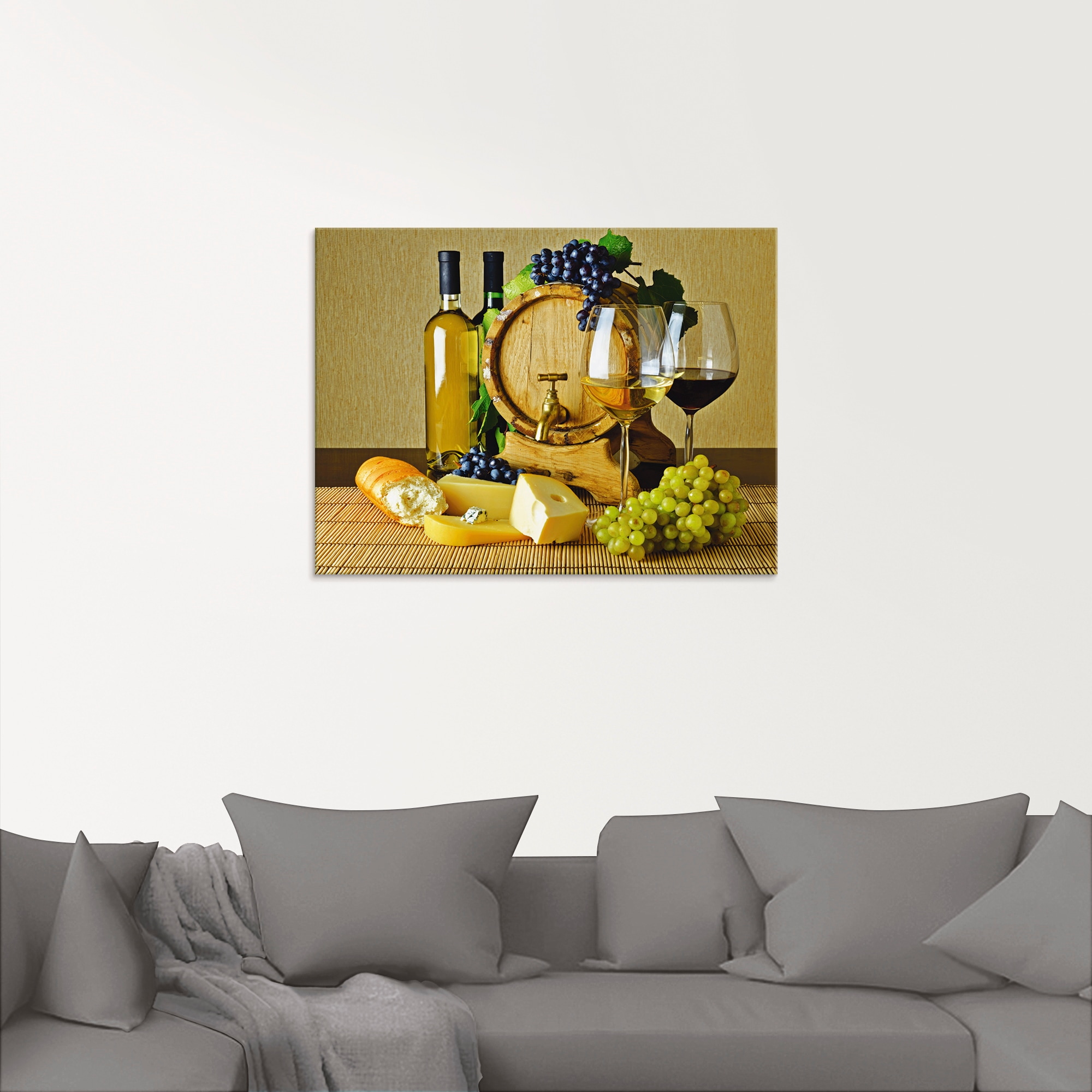 Artland Glasbild »Käse, Wein und Trauben«, Lebensmittel, (1 St.), in verschiedenen Größen