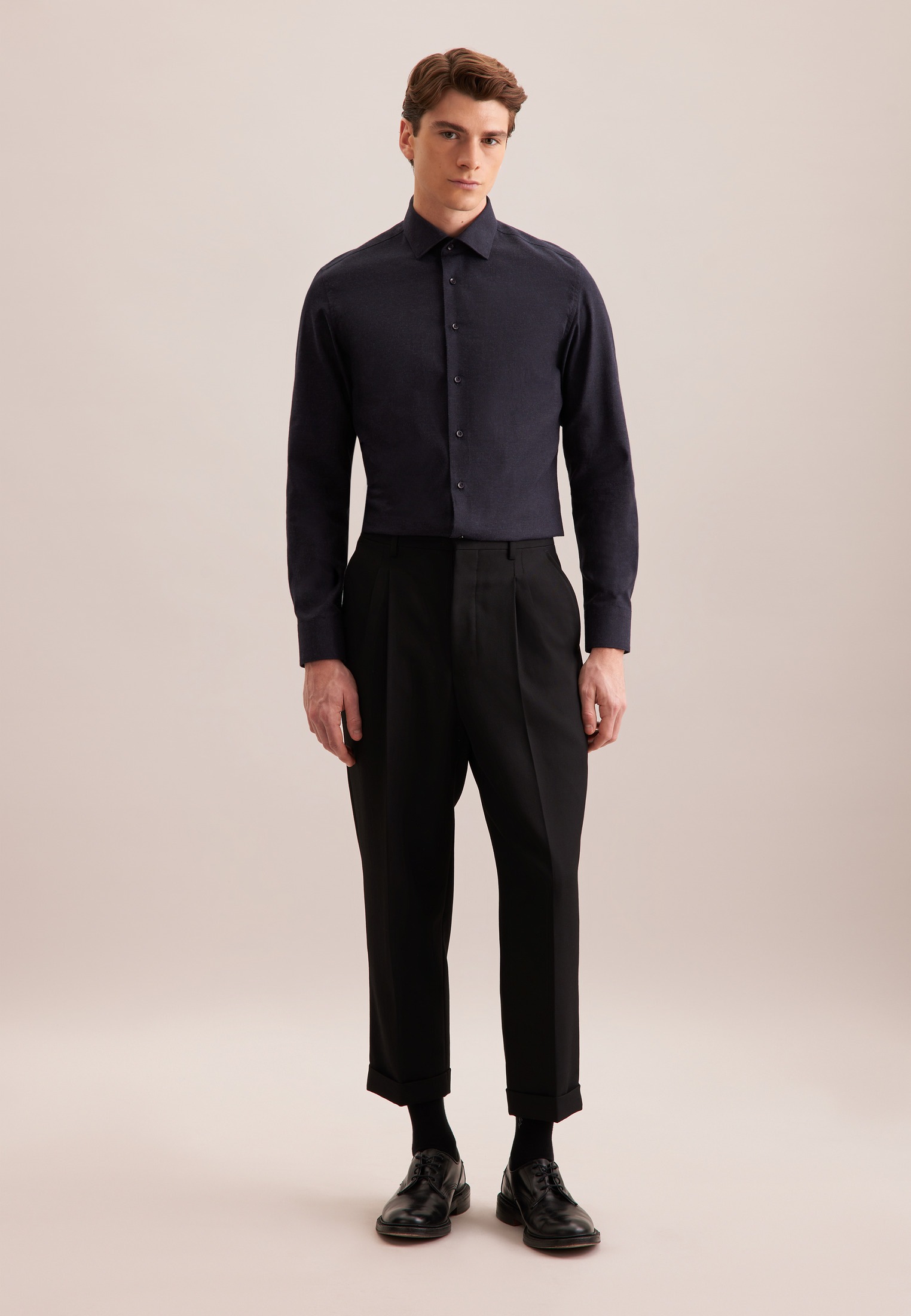 seidensticker Flanellhemd »Schwarze Rose« Shaped 1/1 Kentkragen Uni