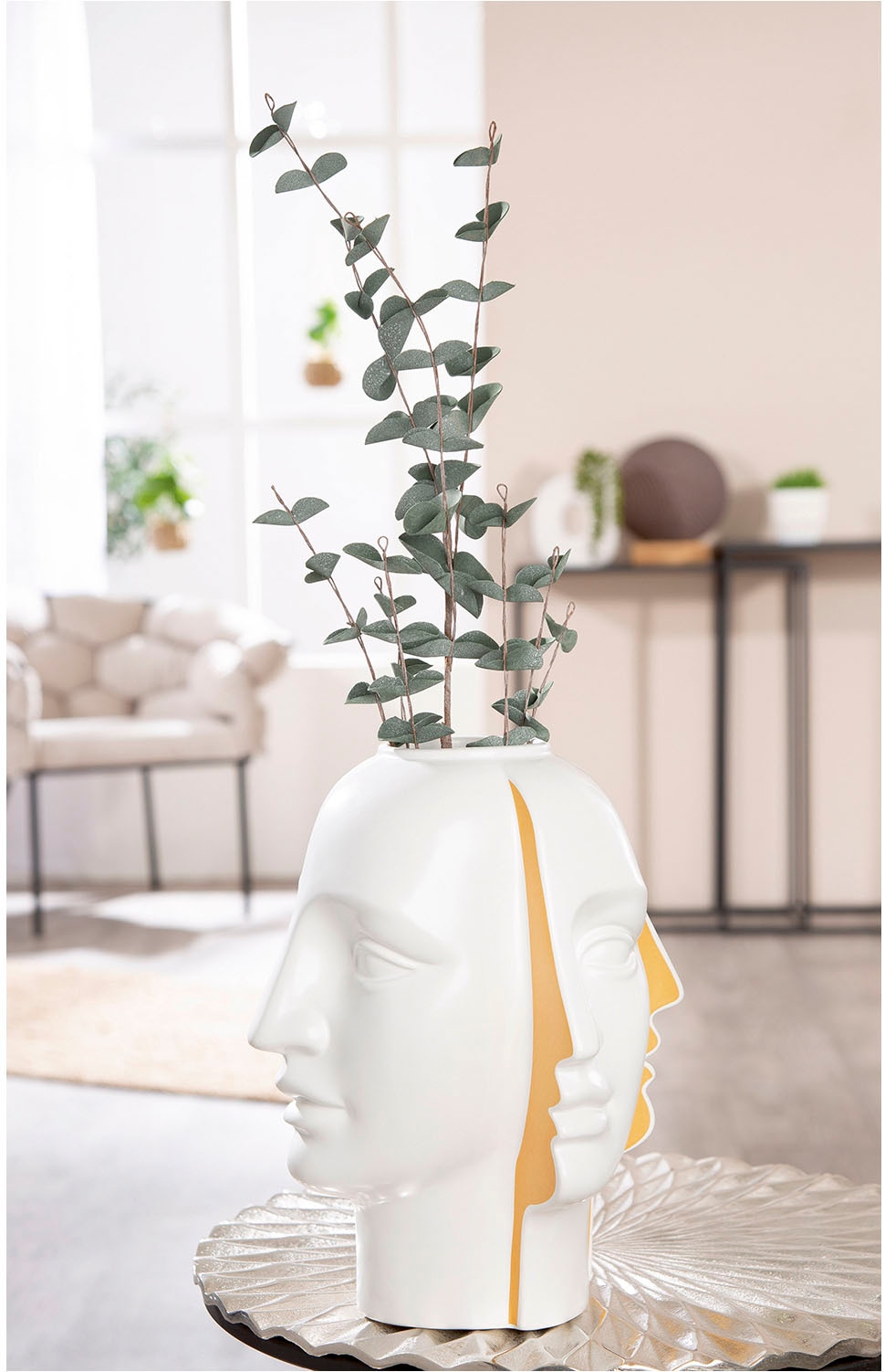 GILDE Tischvase »Vase Gesicht Facial weiß H. 28 cm«, (1 St.)