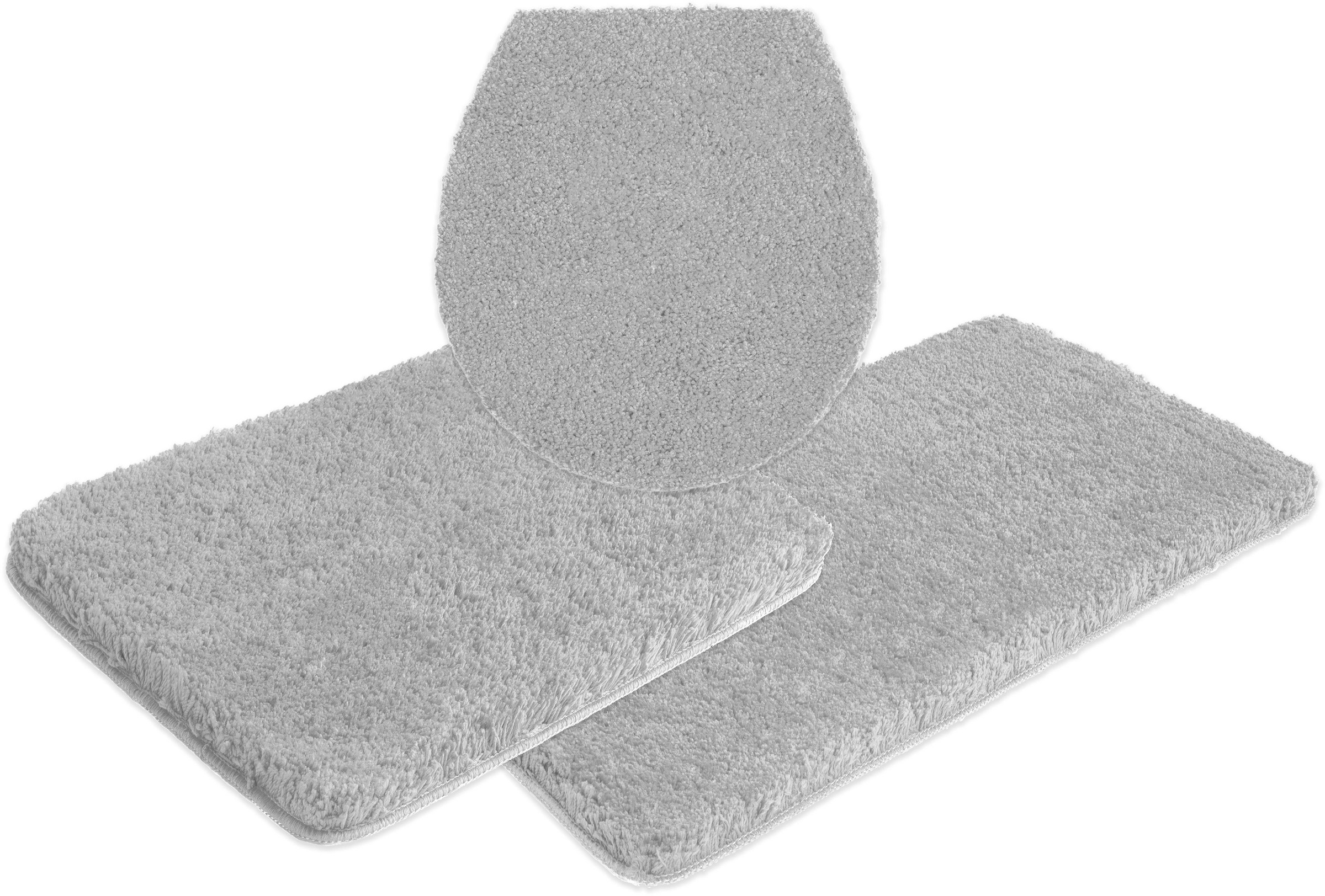 my home Badematte »Sanremo, Badvorleger, Badezimmer Teppich, sehr weich«, rutschhemmend beschichtet, fußbodenheizungsgeeignet-schnell trocknend, Badteppich, unifarben, rechteckig, rund & als 3-tlg. Set erhältlich