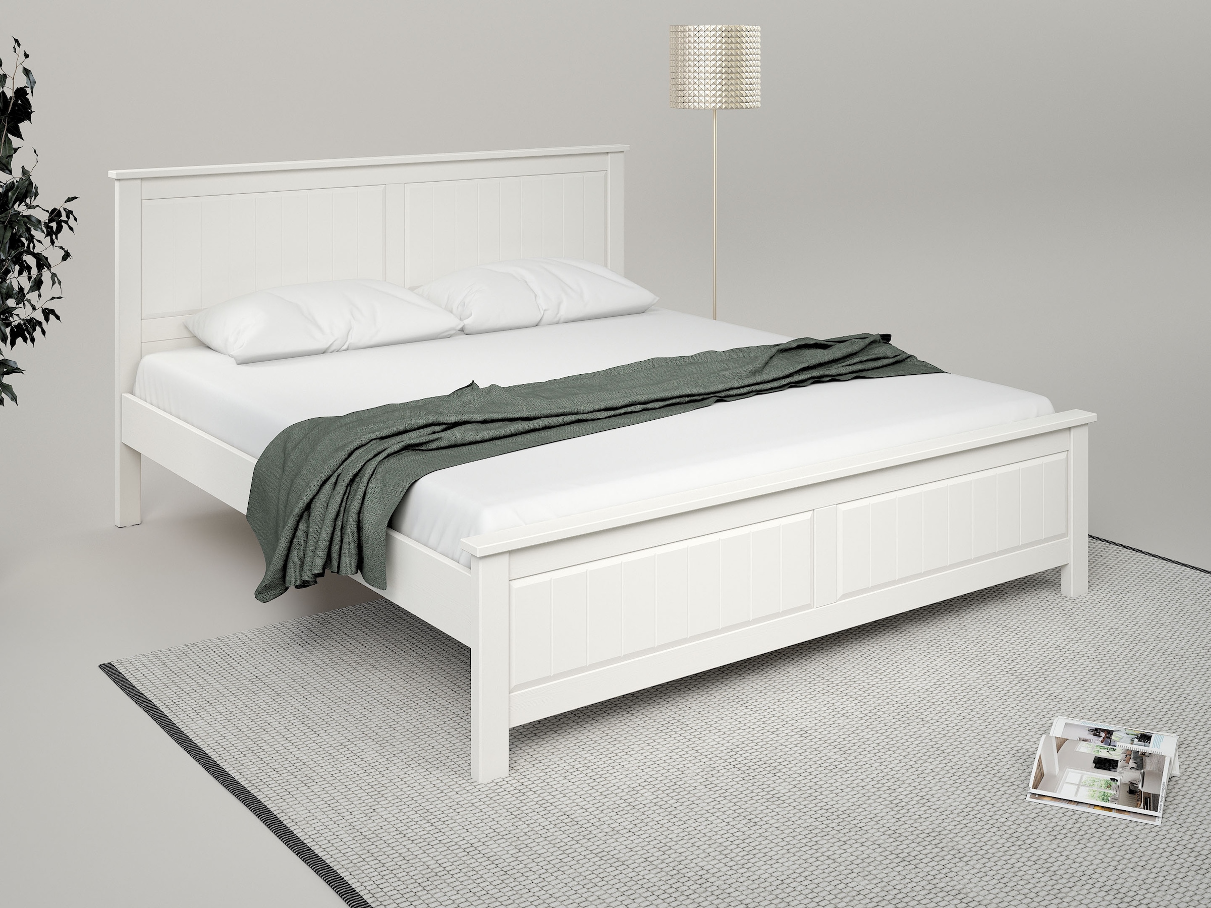 Home affaire Massivholzbett »Northwood, Landhausstil, mit Lamellen und Kassetten, Made in EU« Liegefläche 180x200cm,  inklusive Lattenrost, stilvolles Design, Schubkasten optional (748832)