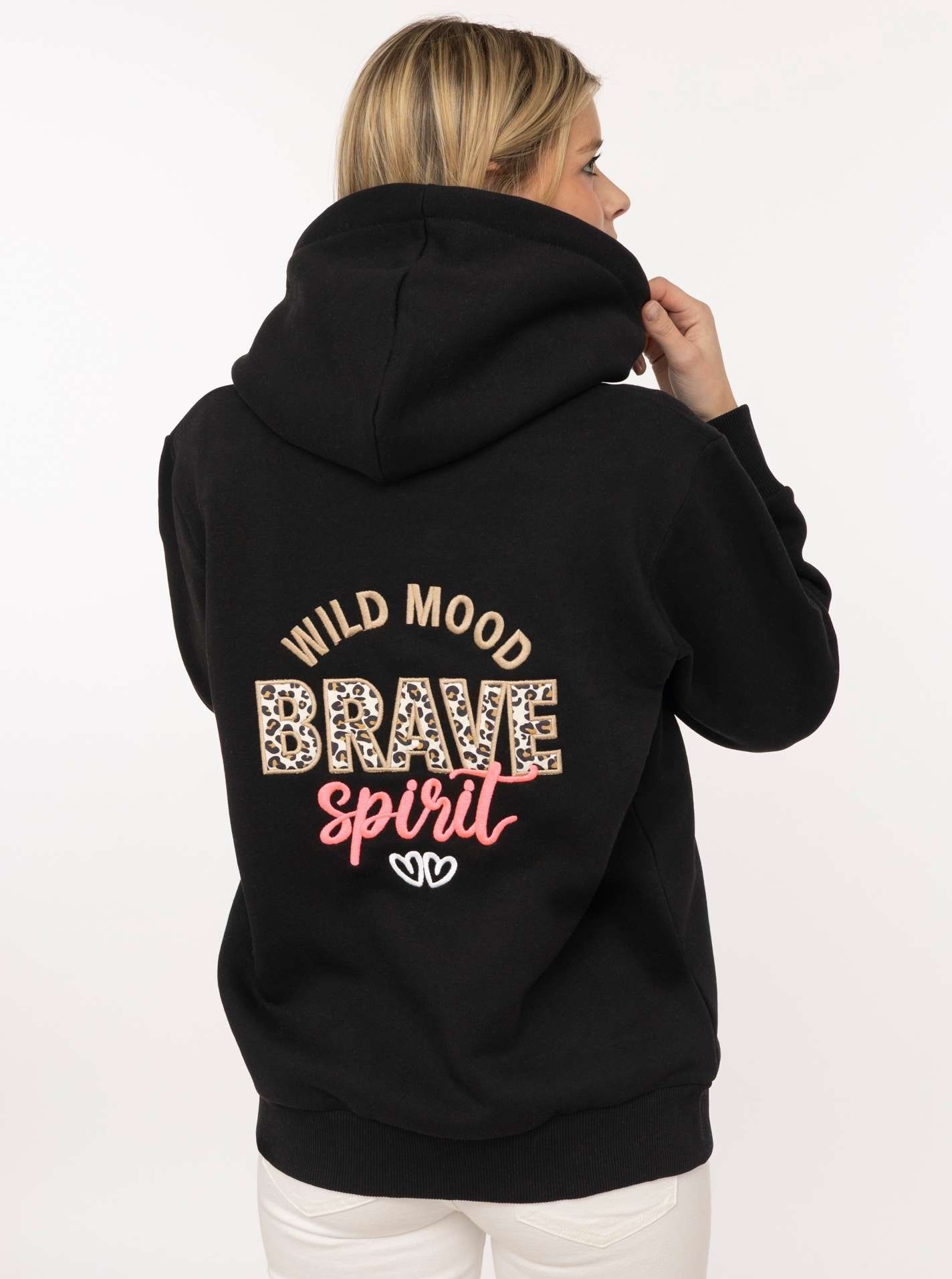 Zwillingsherz Kapuzensweatjacke »"Brave Spirit"« Langarm, Reißverschluss, Kapuze, Kordelzug, Animal-Details