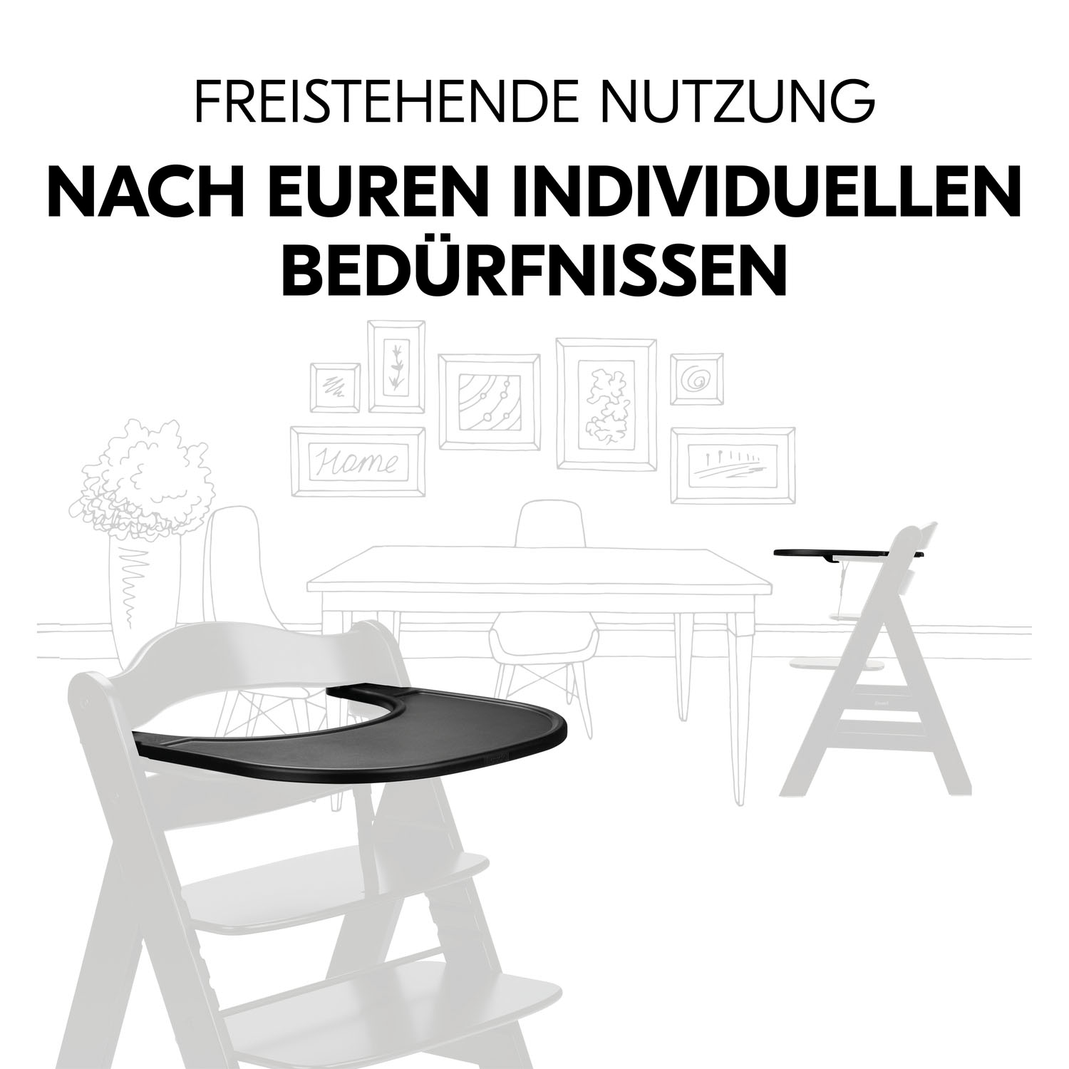 Hauck Hochstuhltablett »Alpha Click Tray, Black« aus recyceltem Material