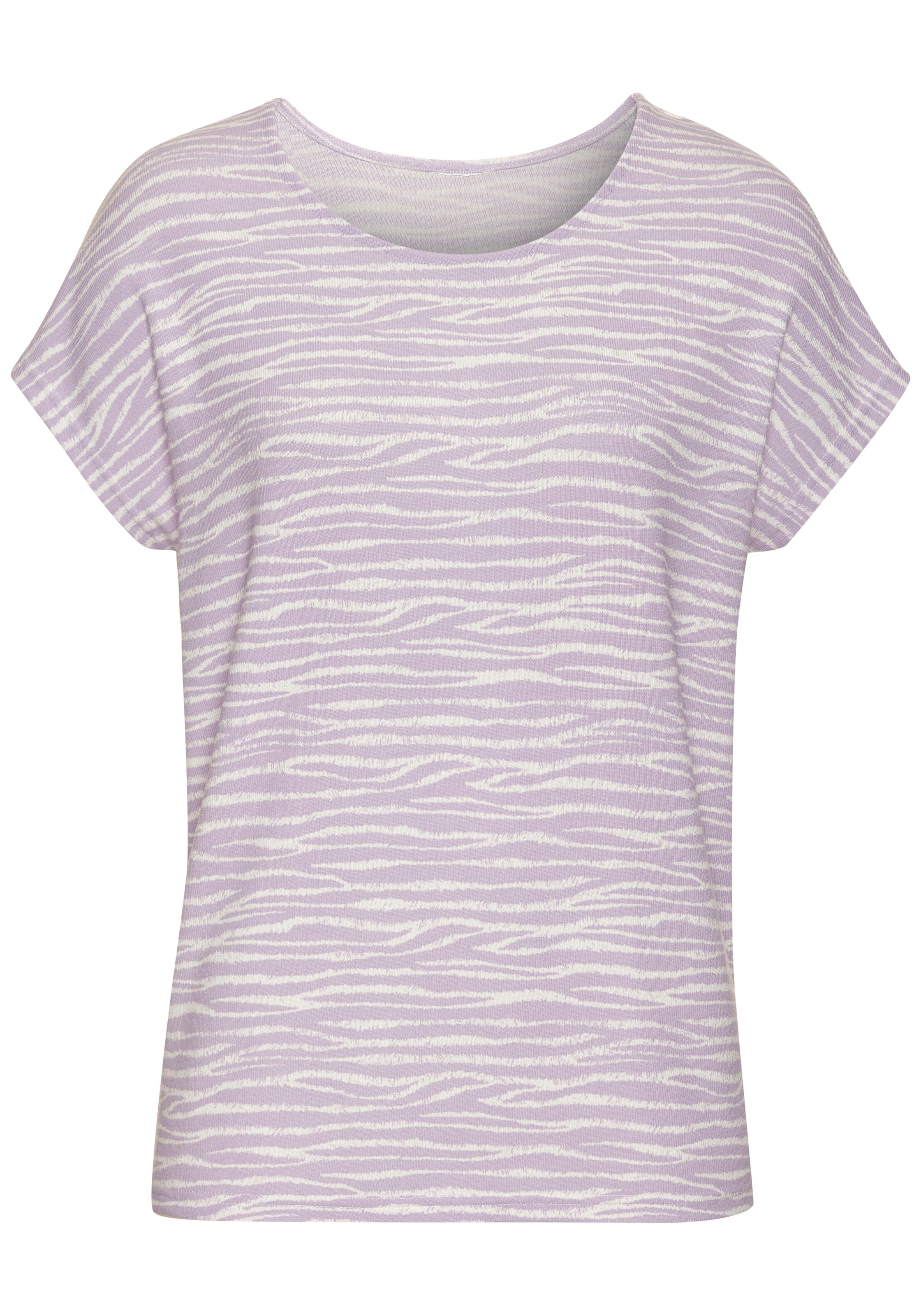 LASCANA Kurzarmshirt »mit modischem Zebra-Muster«, aus weichem Viskose-Strick