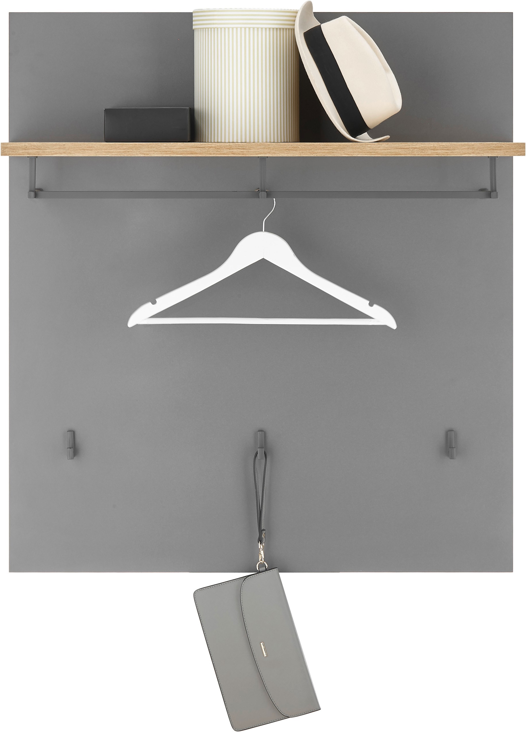 HBZ Garderobenpaneel »Milan Paneel breit, BxHxT 85x95x27 cm«, (1 St.), Paneel mit 1 Hutablage, 1 Kleiderstange, 3 Kleiderhaken
