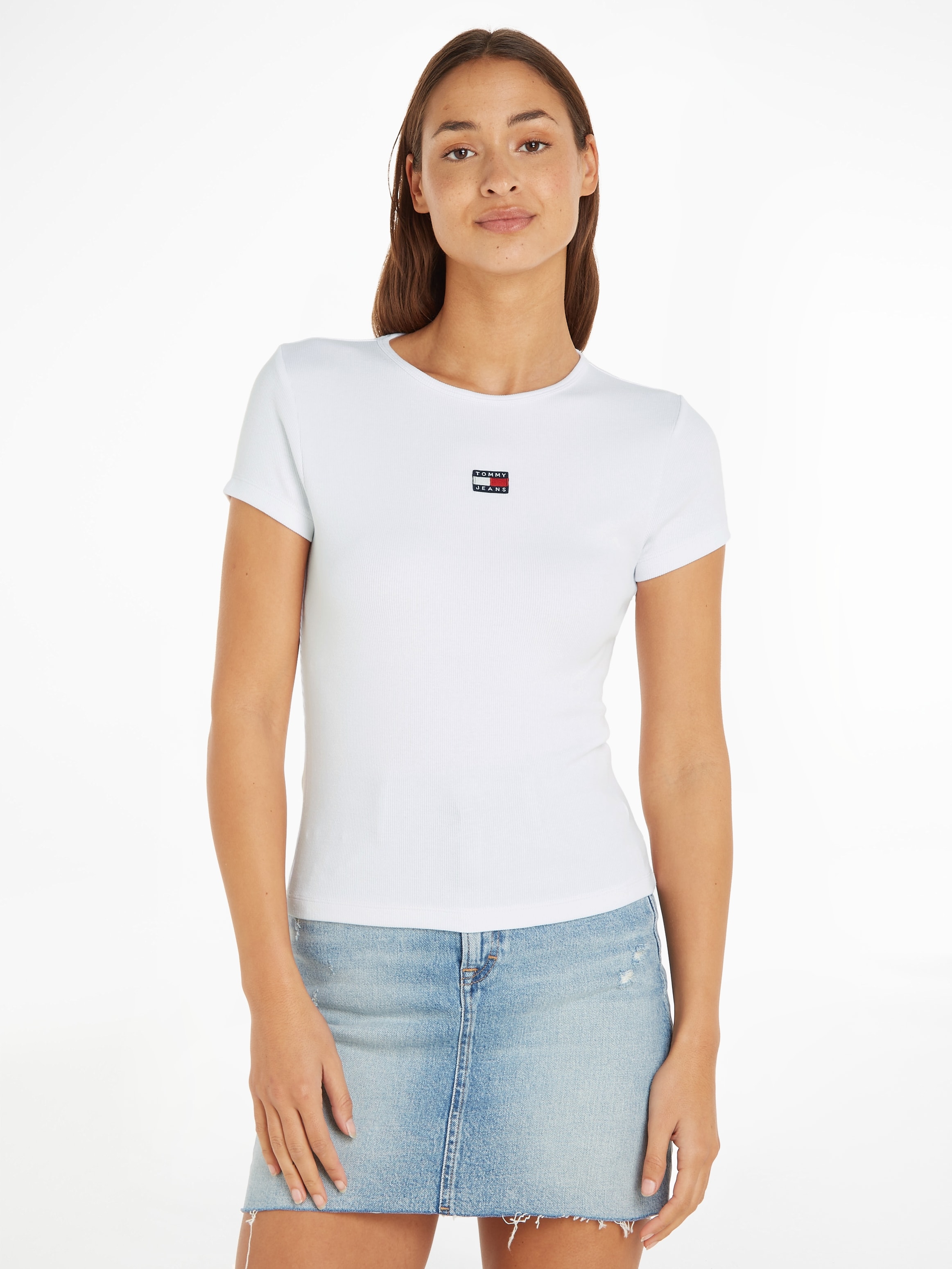 Tommy Jeans T-Shirt Logobadge ♕ bei BBY TEE«, RIB mit XS BADGE »TJW