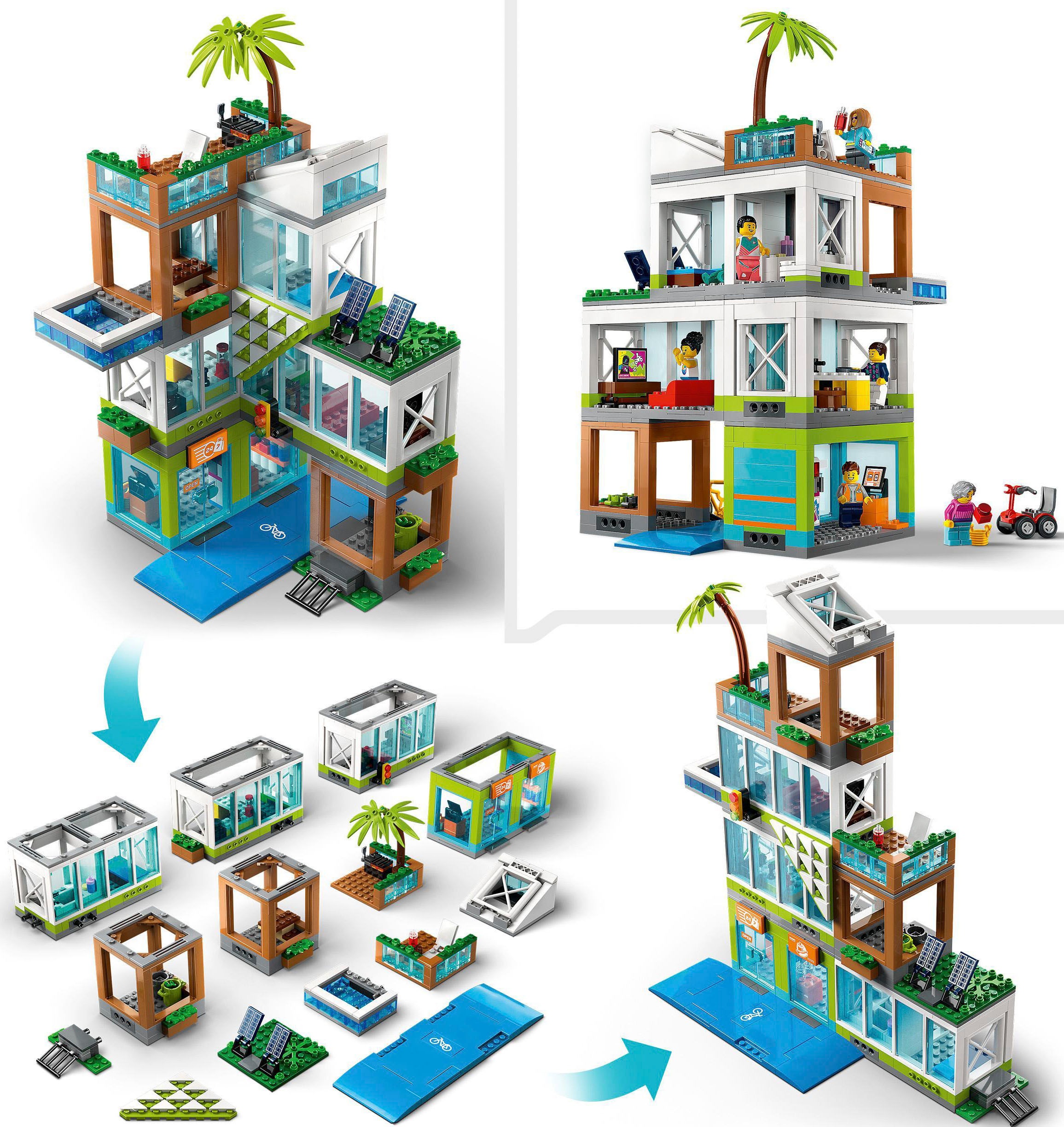 LEGO® Konstruktionsspielsteine »Appartementhaus (60365), LEGO® City«, (688 St.), Made in Europe